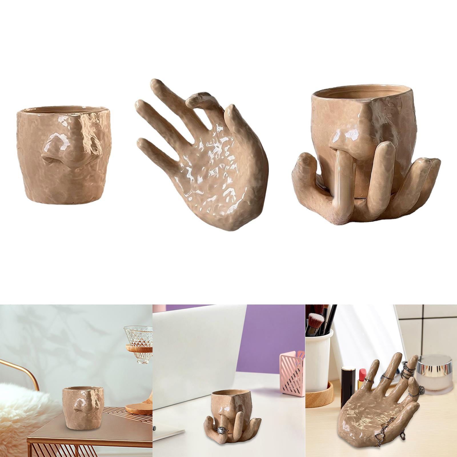 Ceramic Pen Holder Cup Desk Organizer for Eyebrow Pencils Lipstick Eyeliner Cup
