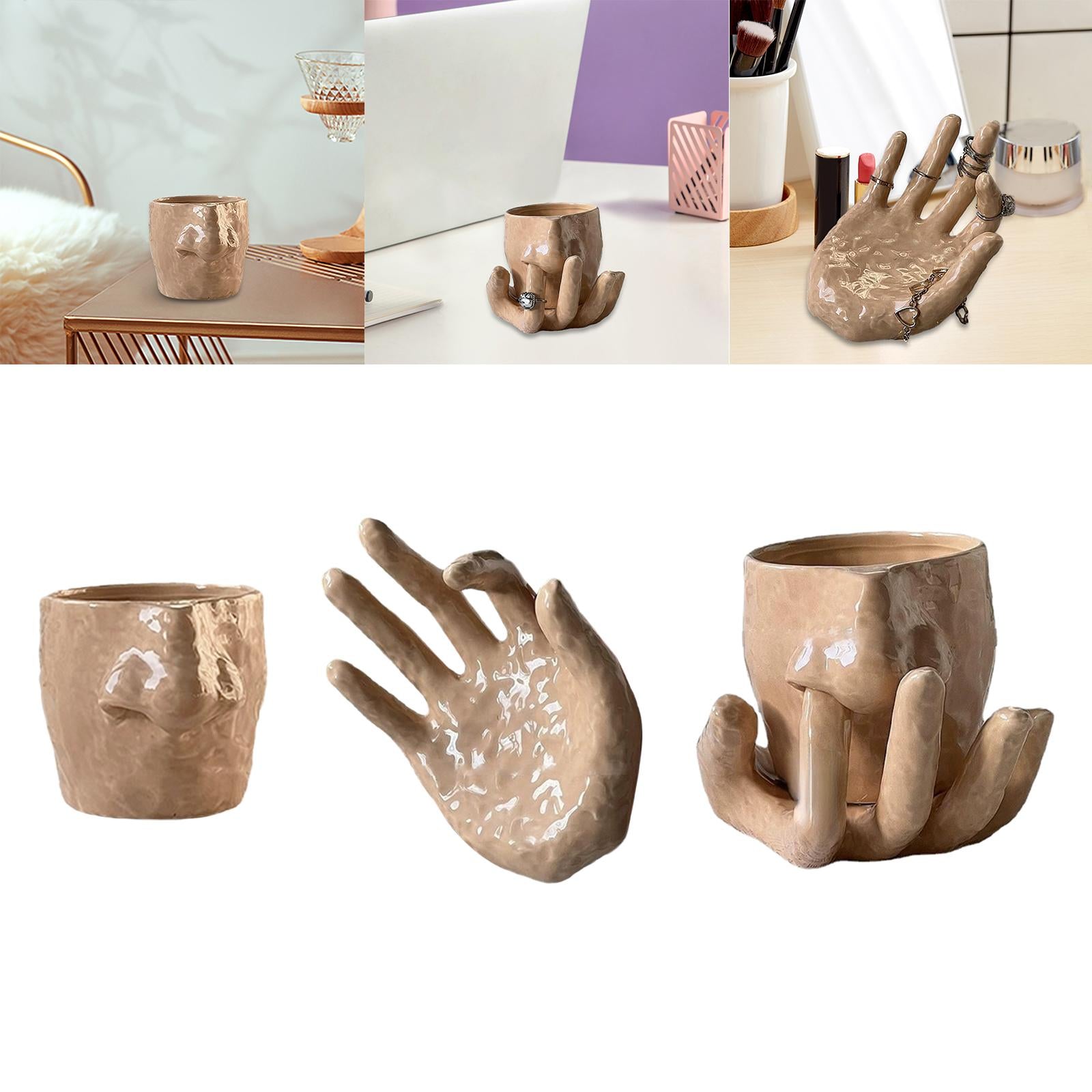 Ceramic Pen Holder Cup Desk Organizer for Eyebrow Pencils Lipstick Eyeliner Cup