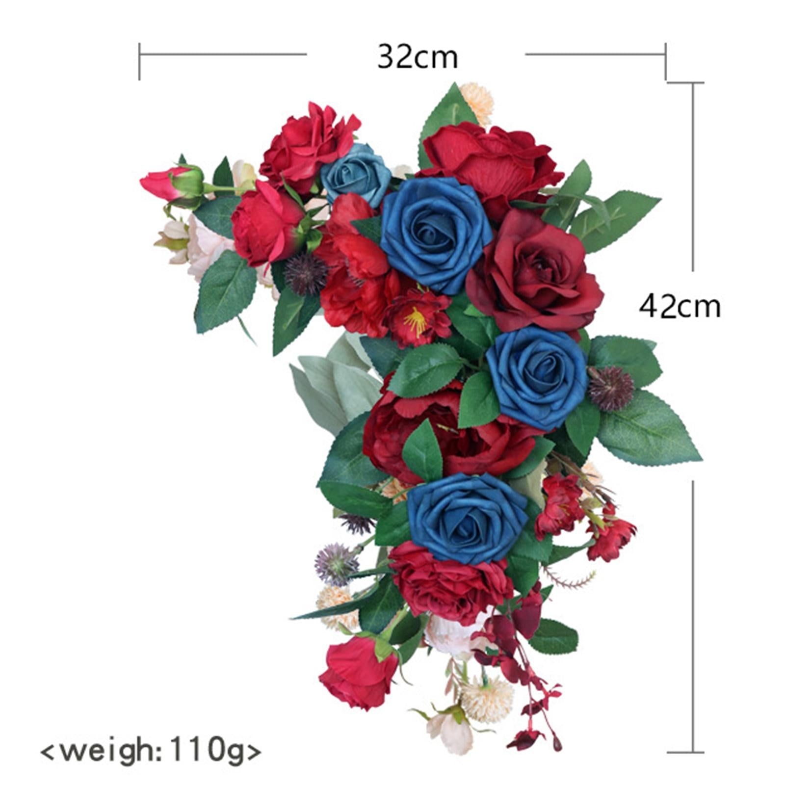 Artificial Flower Swag Fake Peony Silk Flowers for Backdrop Front Door Red Blue