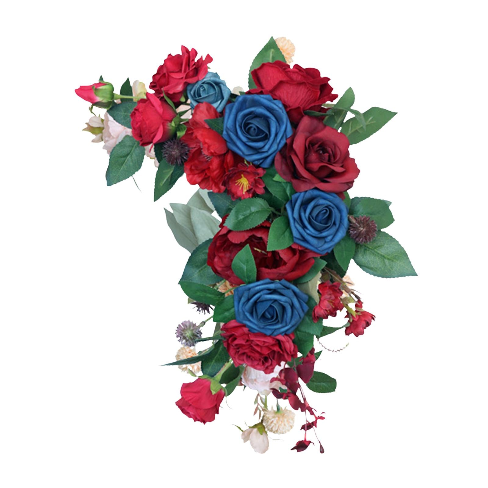 Artificial Flower Swag Fake Peony Silk Flowers for Backdrop Front Door Red Blue