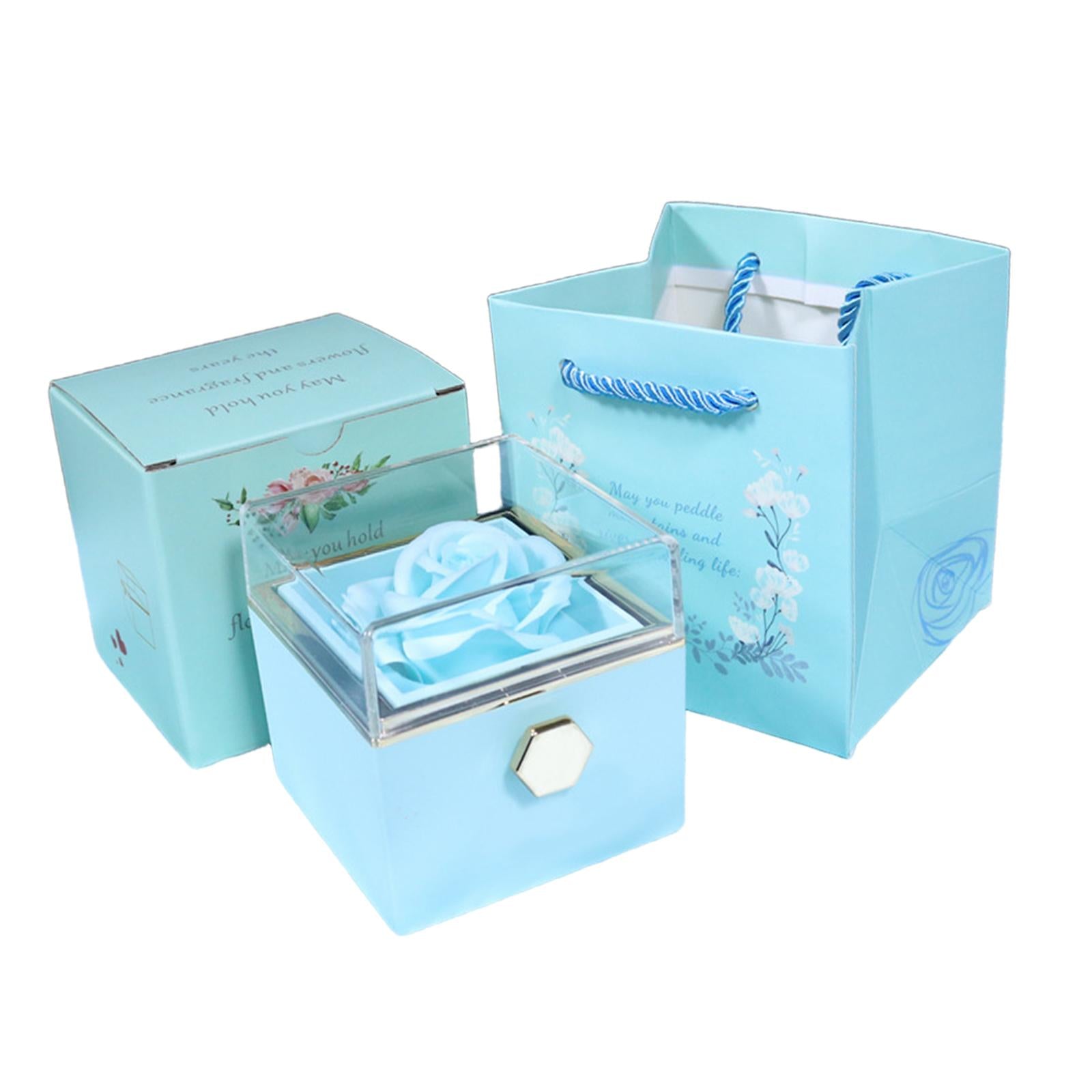 Jewelry Rose Gift Box Jewelry Storage Box for Mother's Day Ceremony Birthday Lake Blue