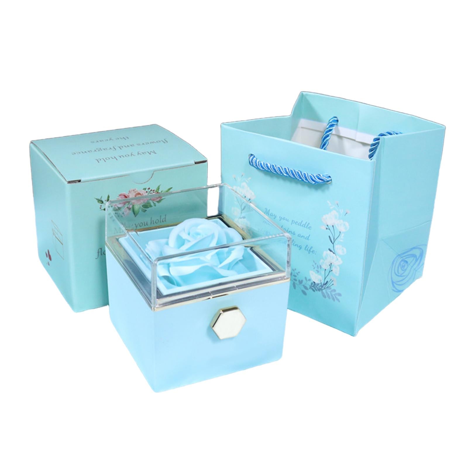 Jewelry Rose Gift Box Jewelry Storage Box for Mother's Day Ceremony Birthday Lake Blue