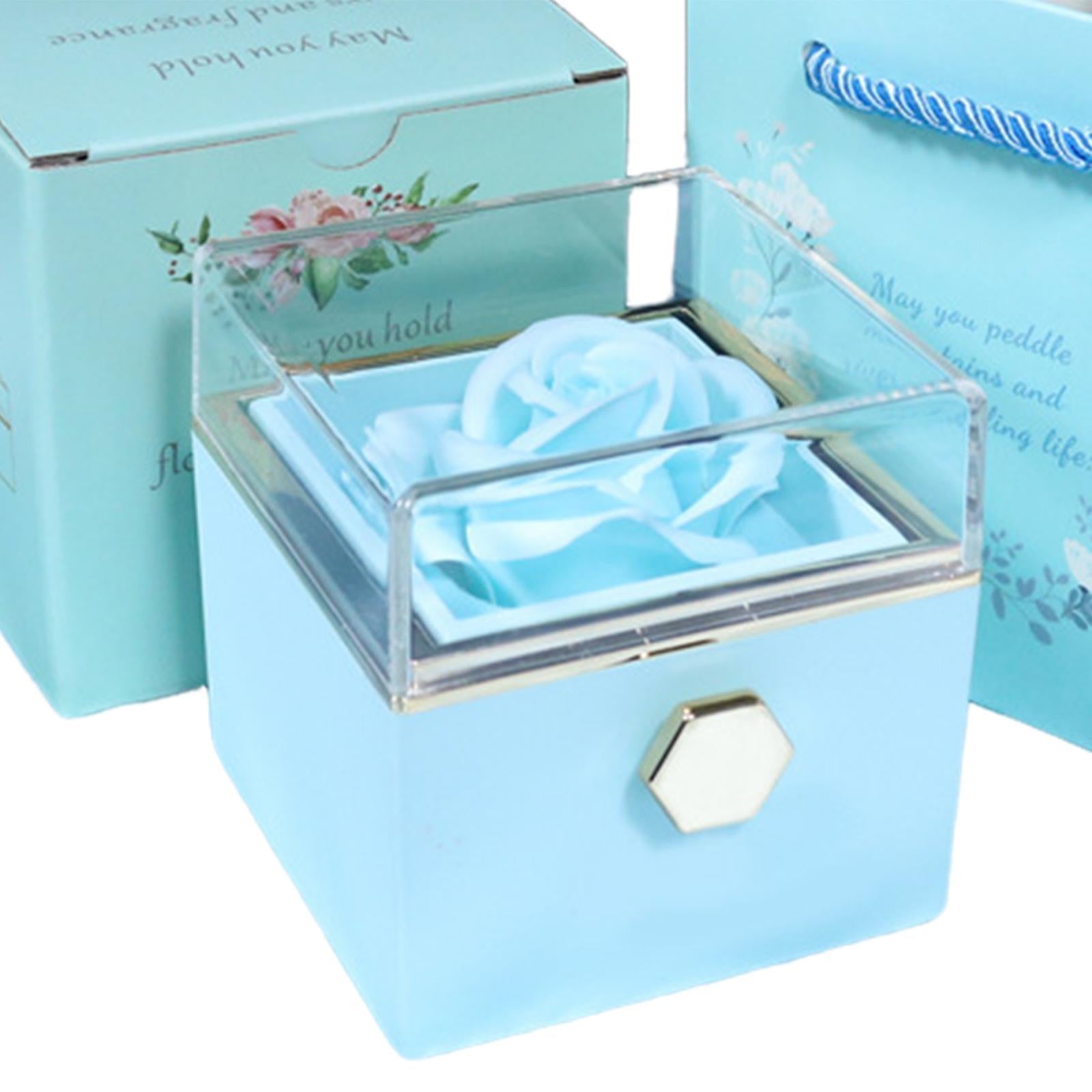 Jewelry Rose Gift Box Jewelry Storage Box for Mother's Day Ceremony Birthday Lake Blue