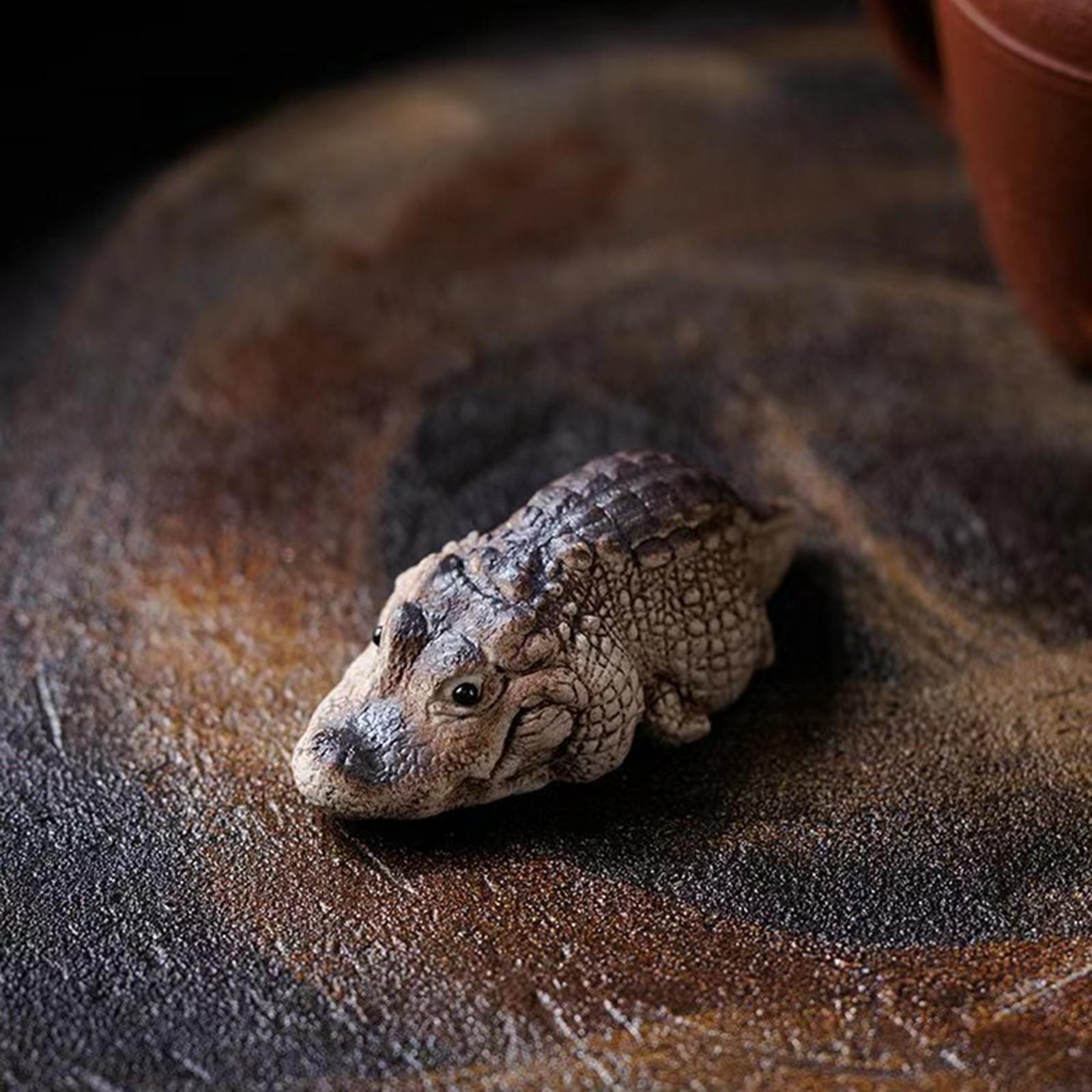 2xClay Alligator Crocodile Mini Tea Pet Figurine Lovely Decoration for Bedroom