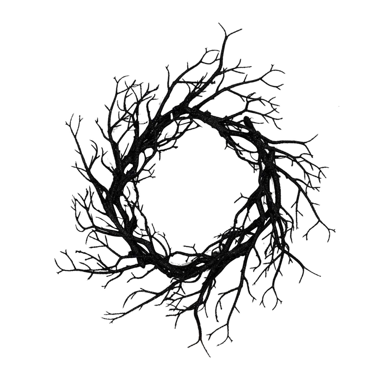 Halloween Wreath Hanging Spooky Black Branch Garland for Hotel Backyard Cafe Glitter No Glow