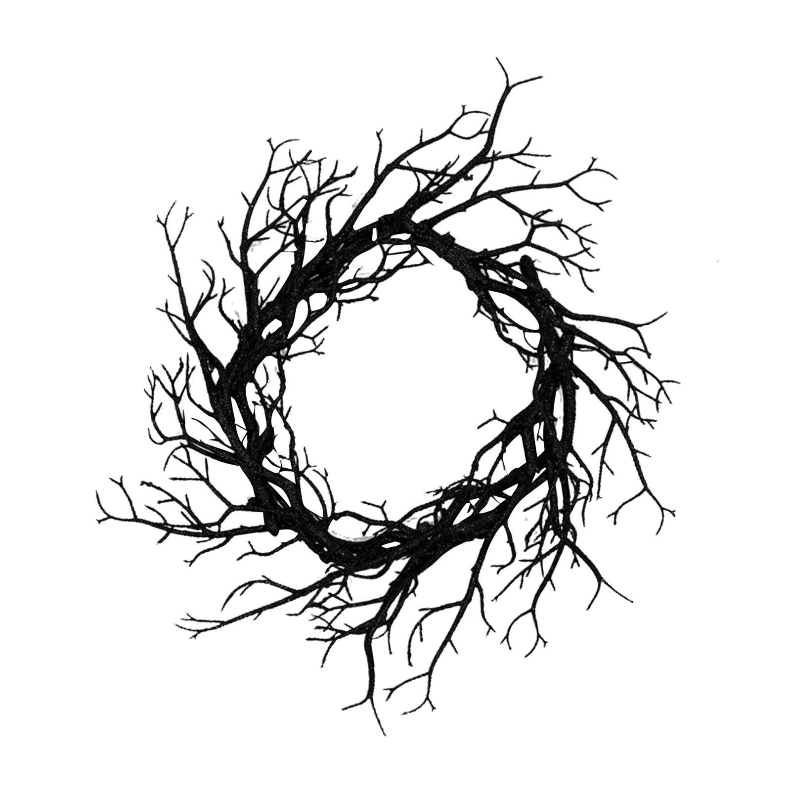 Halloween Wreath Hanging Spooky Black Branch Garland for Hotel Backyard Cafe Glitter No Glow