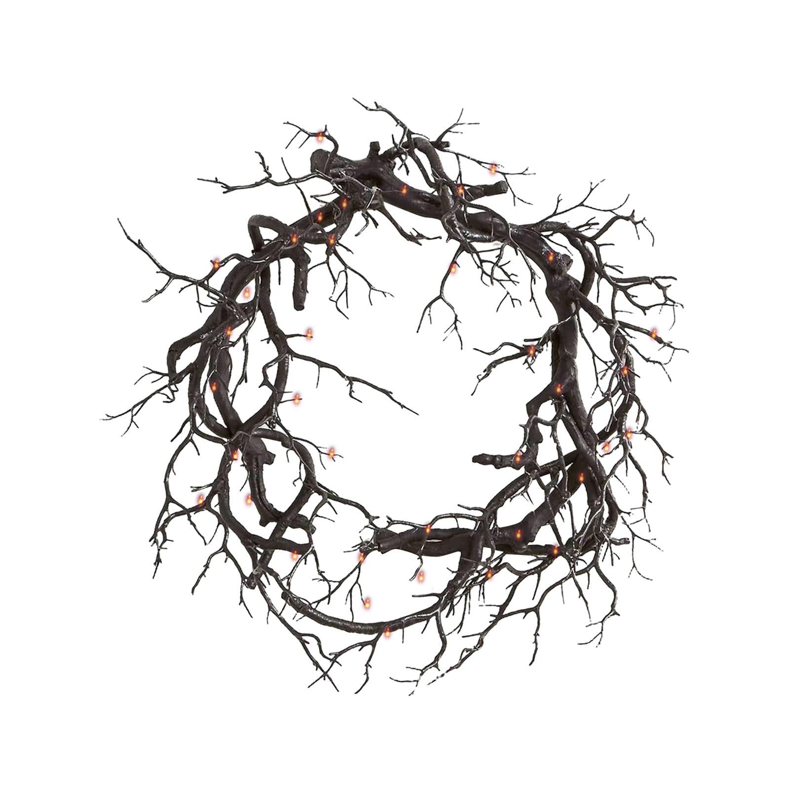 Halloween Wreath Hanging Spooky Black Branch Garland for Hotel Backyard Cafe No Glitter Light