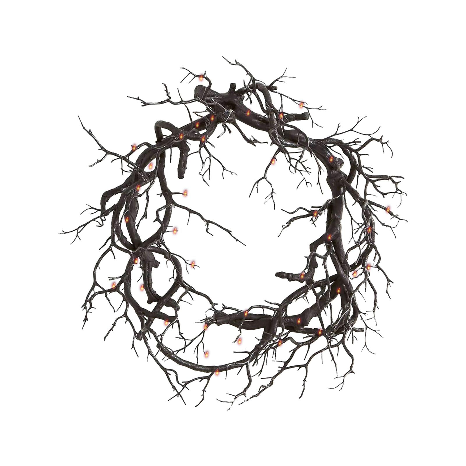 Halloween Wreath Hanging Spooky Black Branch Garland for Hotel Backyard Cafe No Glitter Light