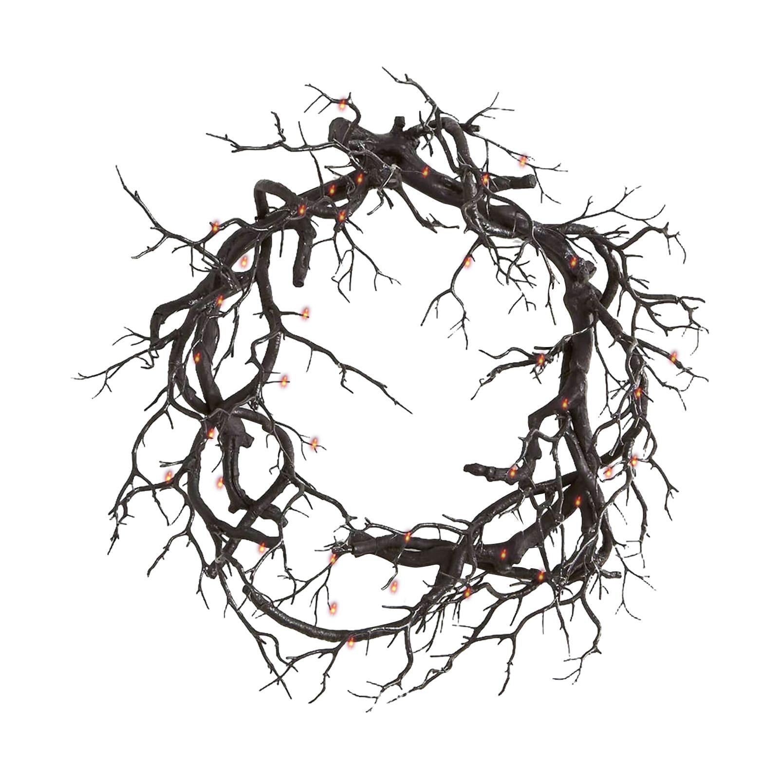Halloween Wreath Hanging Spooky Black Branch Garland for Hotel Backyard Cafe No Glitter Light