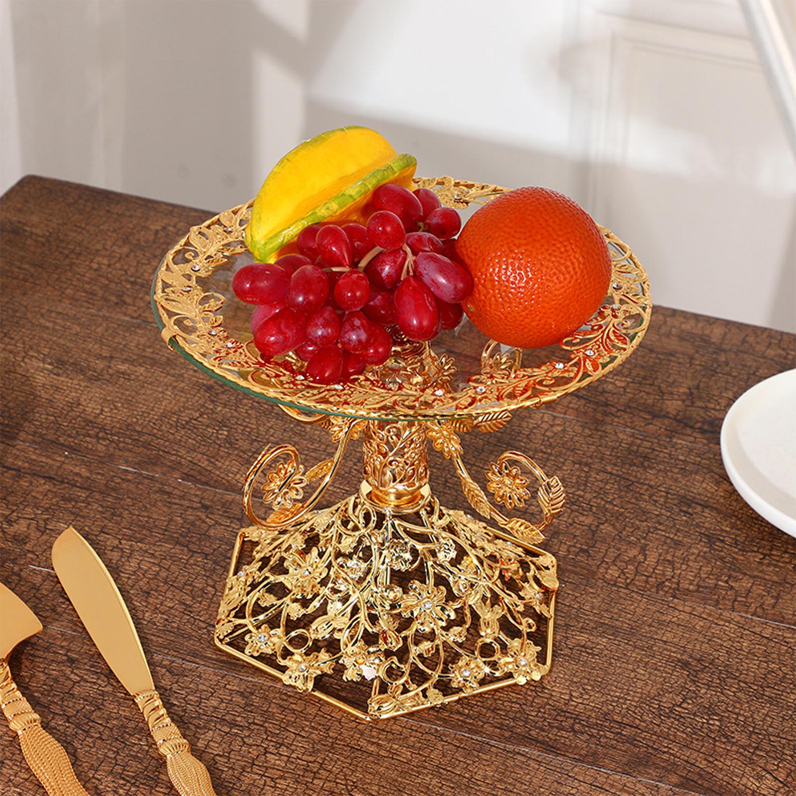 Fruit Plate Round Food Desserts Organizer European Luxury Glass Serving Tray