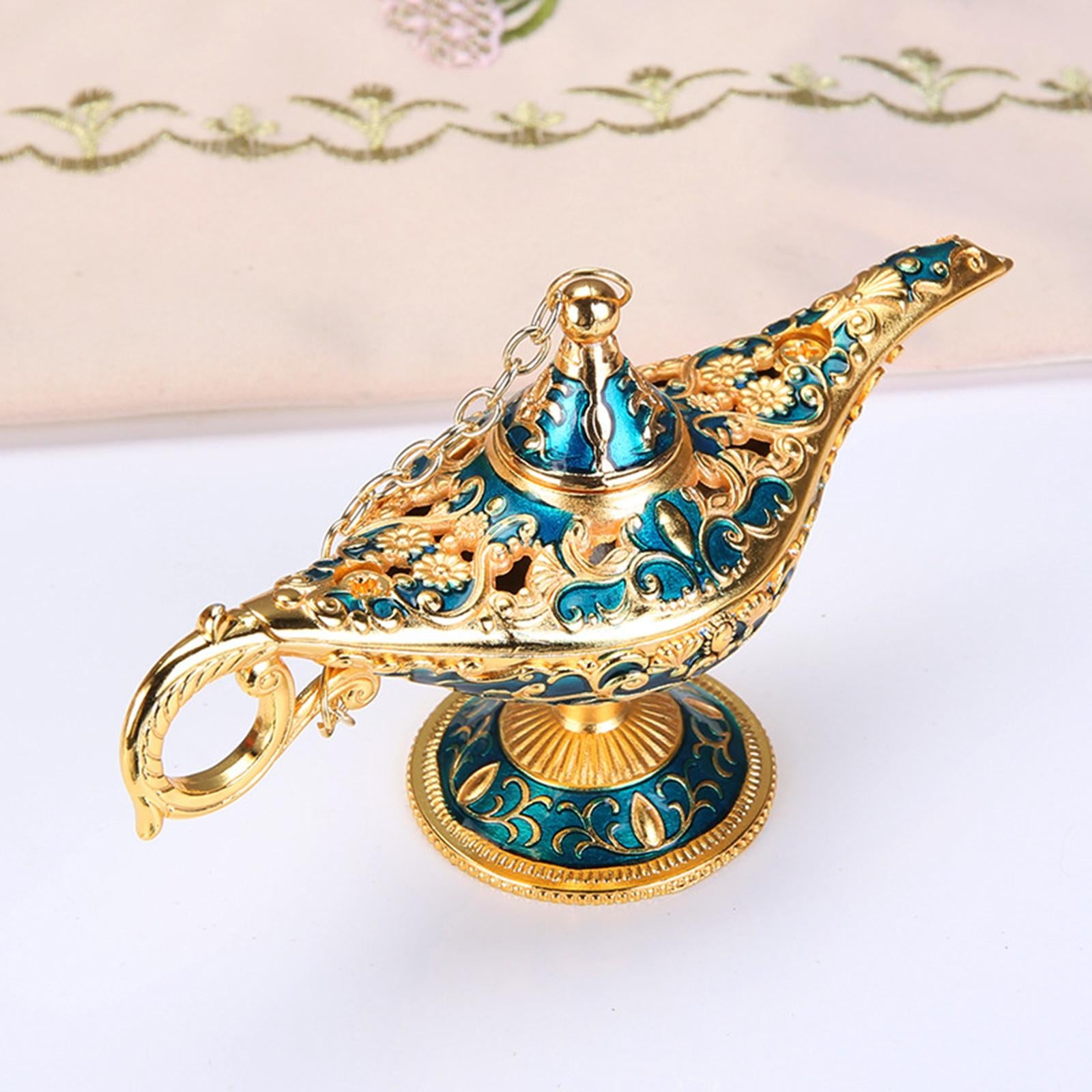 Statue Genie Lamp Table Home Halloween Decoration Collectible Washing Lights Aureate Blue