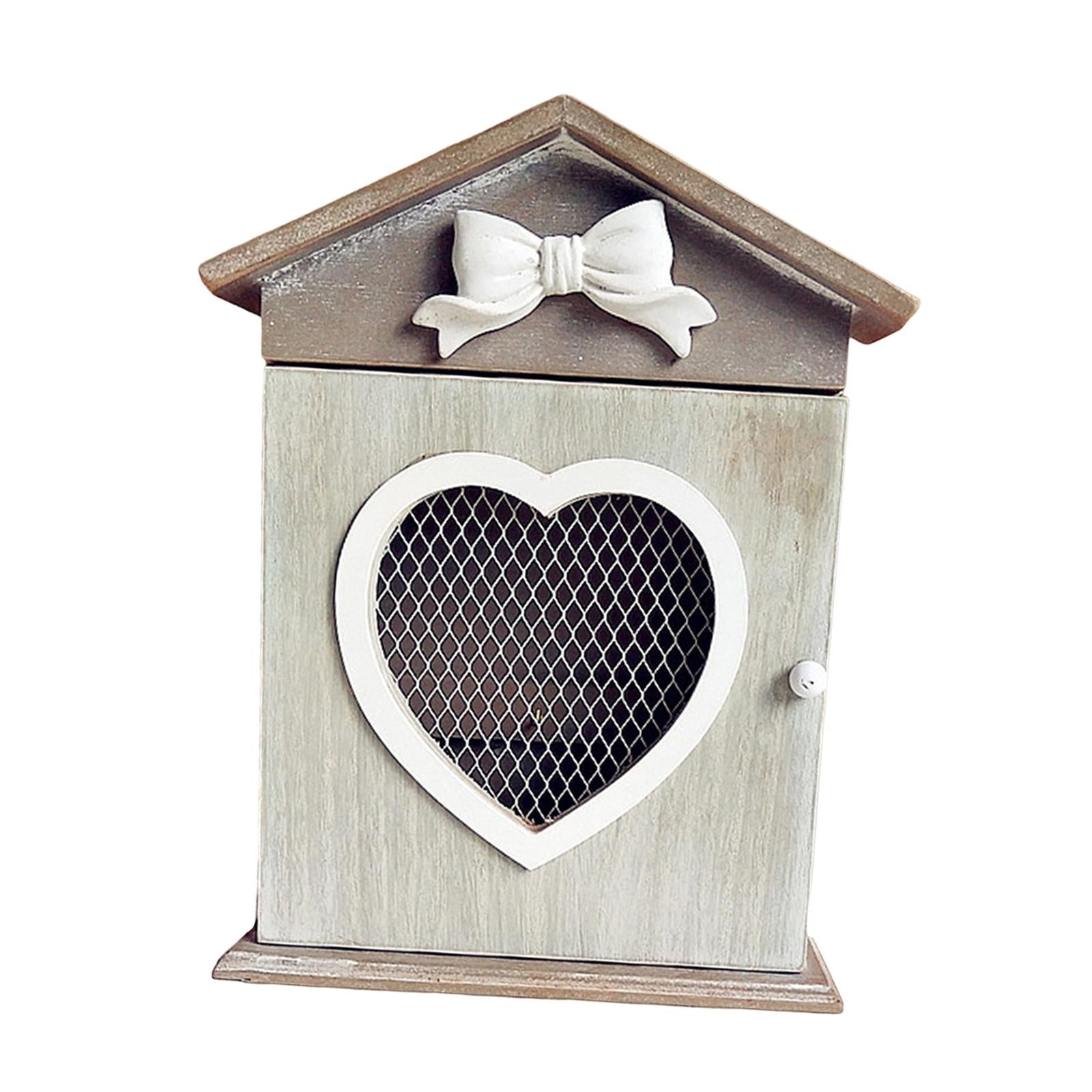 Wooden Key Hook Rack Wall Hanging Key Holder Cabinet for Home Office B