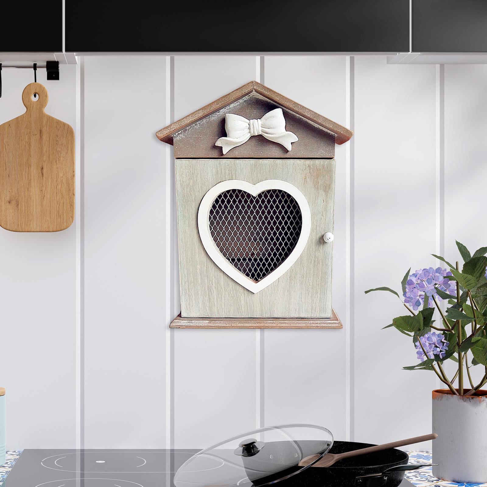 Wooden Key Hook Rack Wall Hanging Key Holder Cabinet for Home Office B