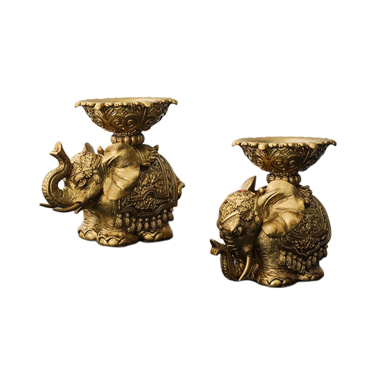 2x Pillar Candle Holder Light Luxury Elephant Statue for Party Table Wedding