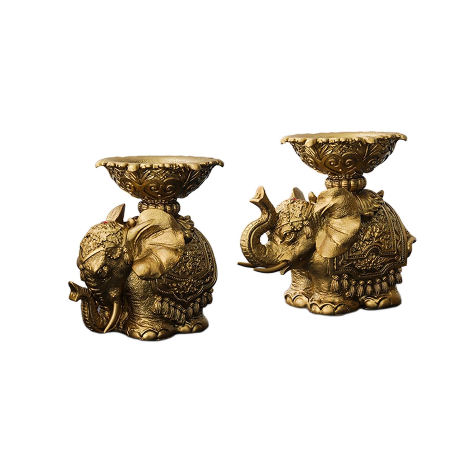 2x Pillar Candle Holder Light Luxury Elephant Statue for Party Table Wedding