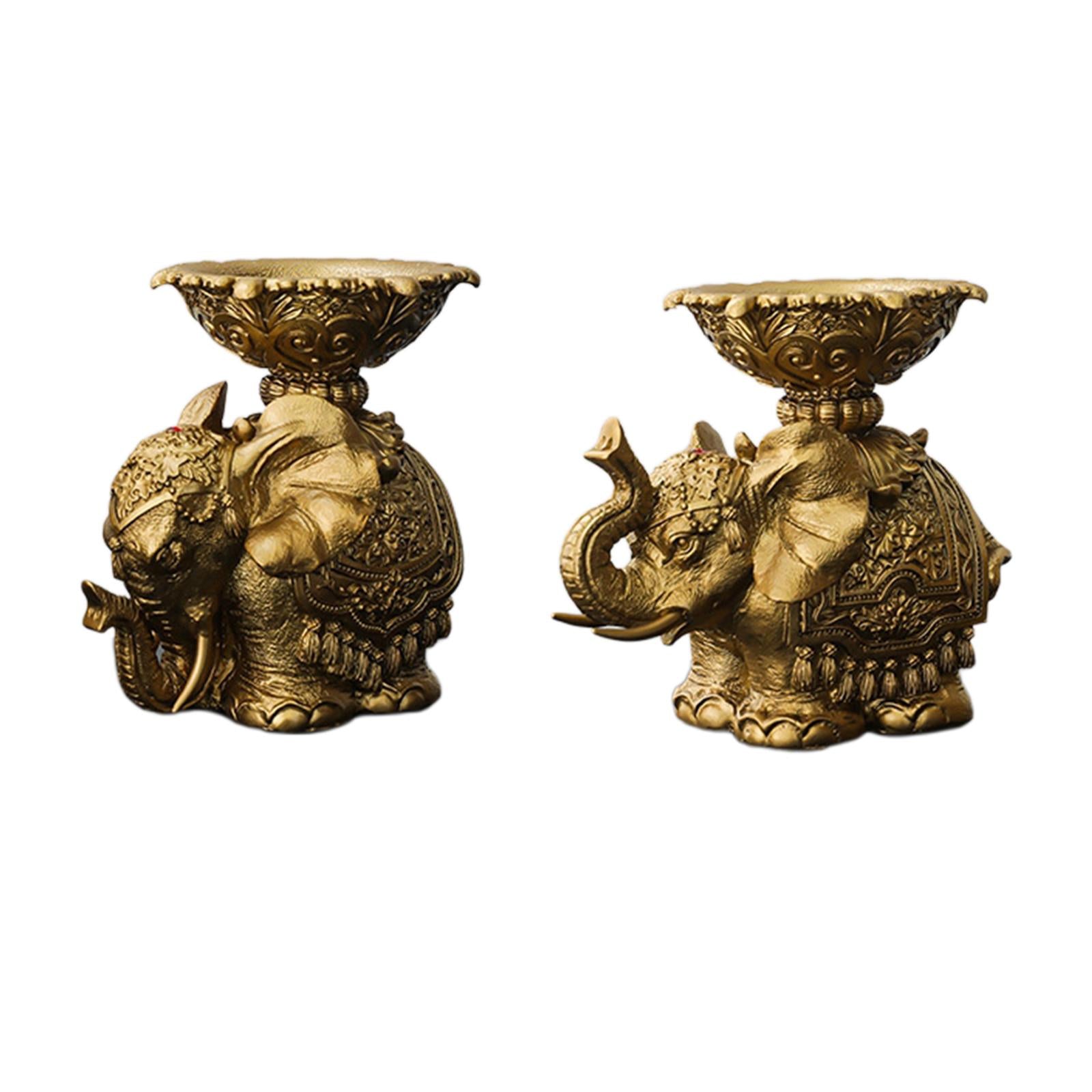 2x Pillar Candle Holder Light Luxury Elephant Statue for Party Table Wedding