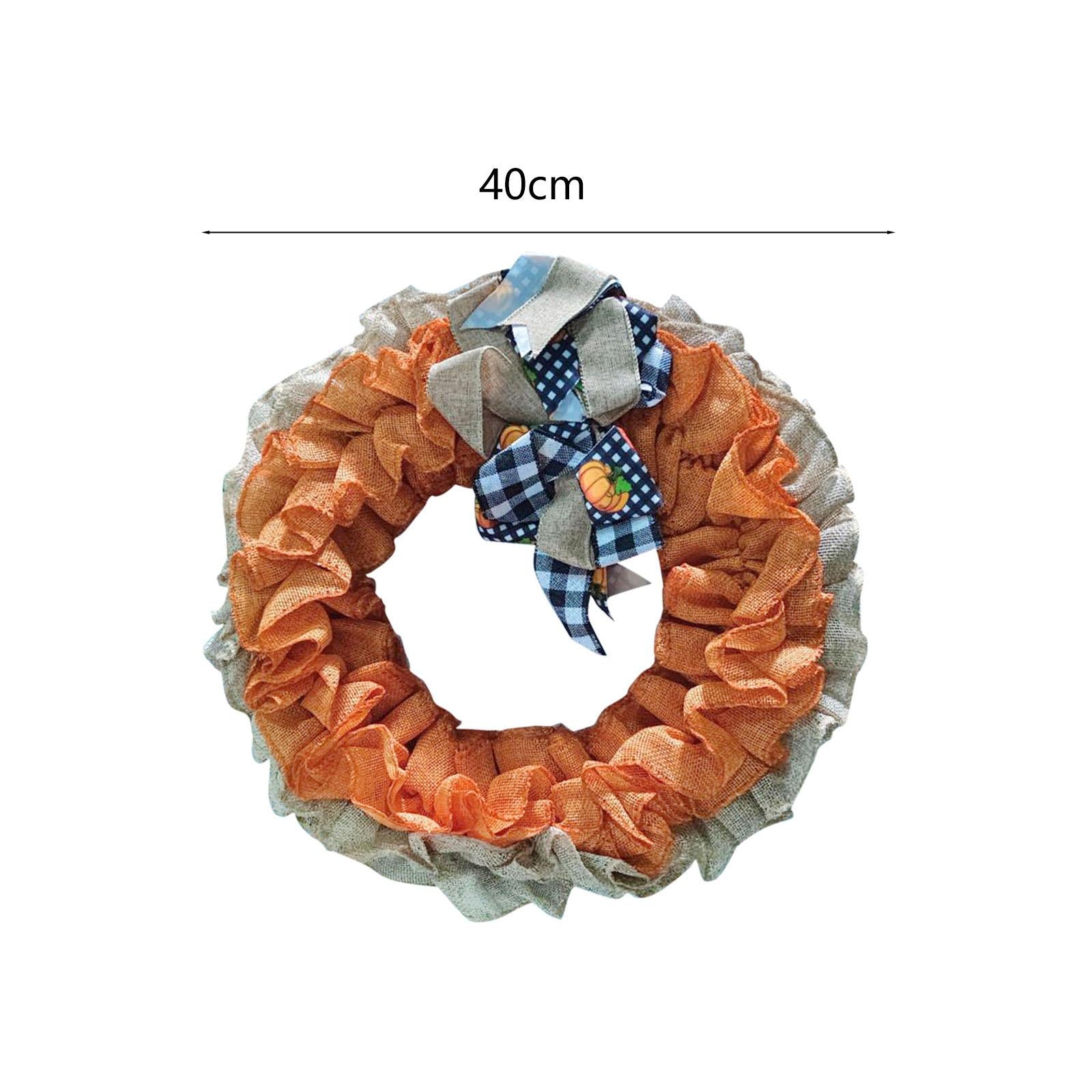 Fall Wreath Round Bow Tie Wreath Harvest Wreath for Farmhouse Halloween Wall