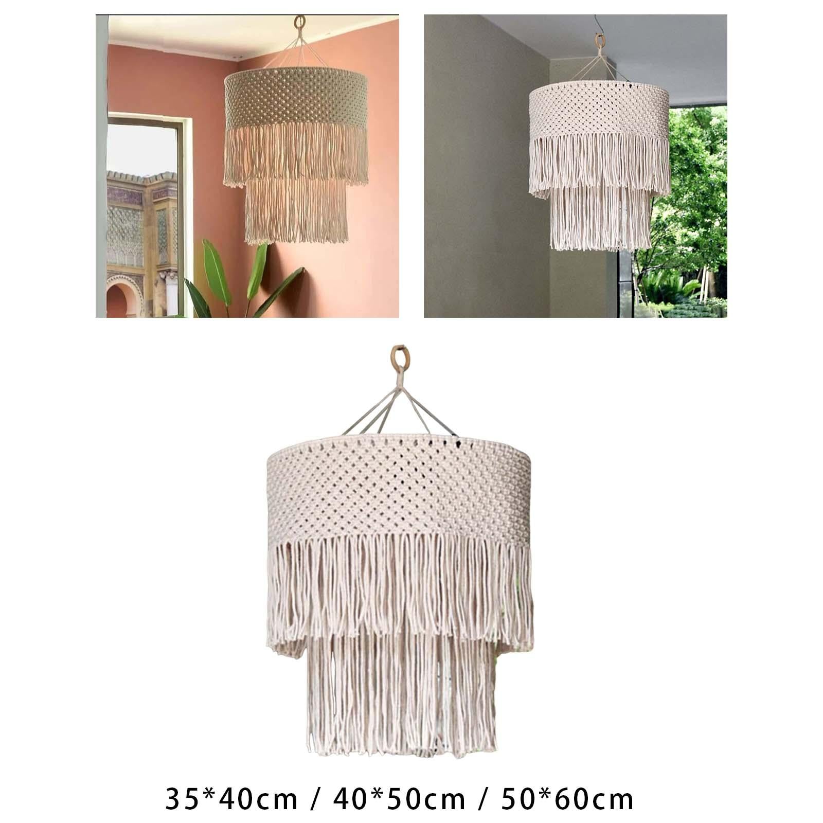 Macrame Lamp Shade Pendant Light Shade Only Tassel Lampshade for Living Room 35cmx45cm