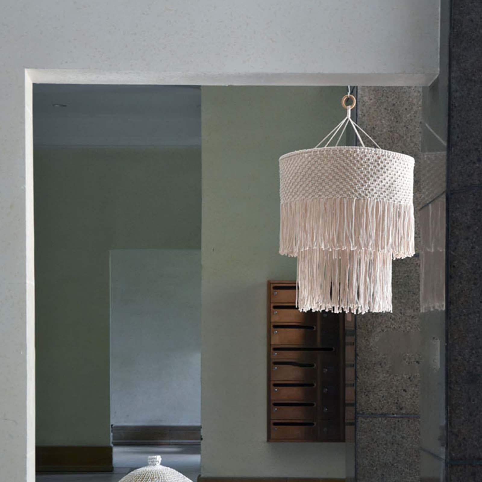 Macrame Lamp Shade Pendant Light Shade Only Tassel Lampshade for Living Room 35cmx45cm