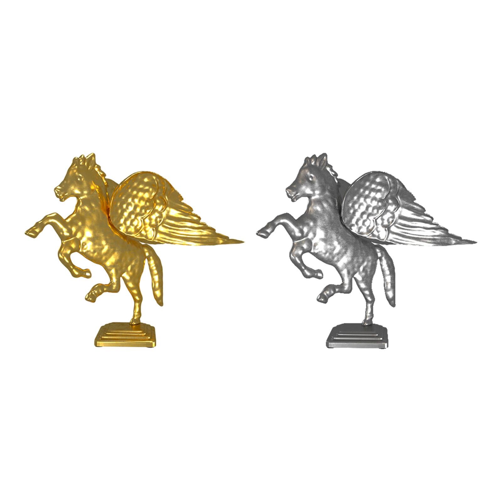 Metal Horse Statue Figurines Creative Bedroom Housewarming Animal Sculptures Aureate