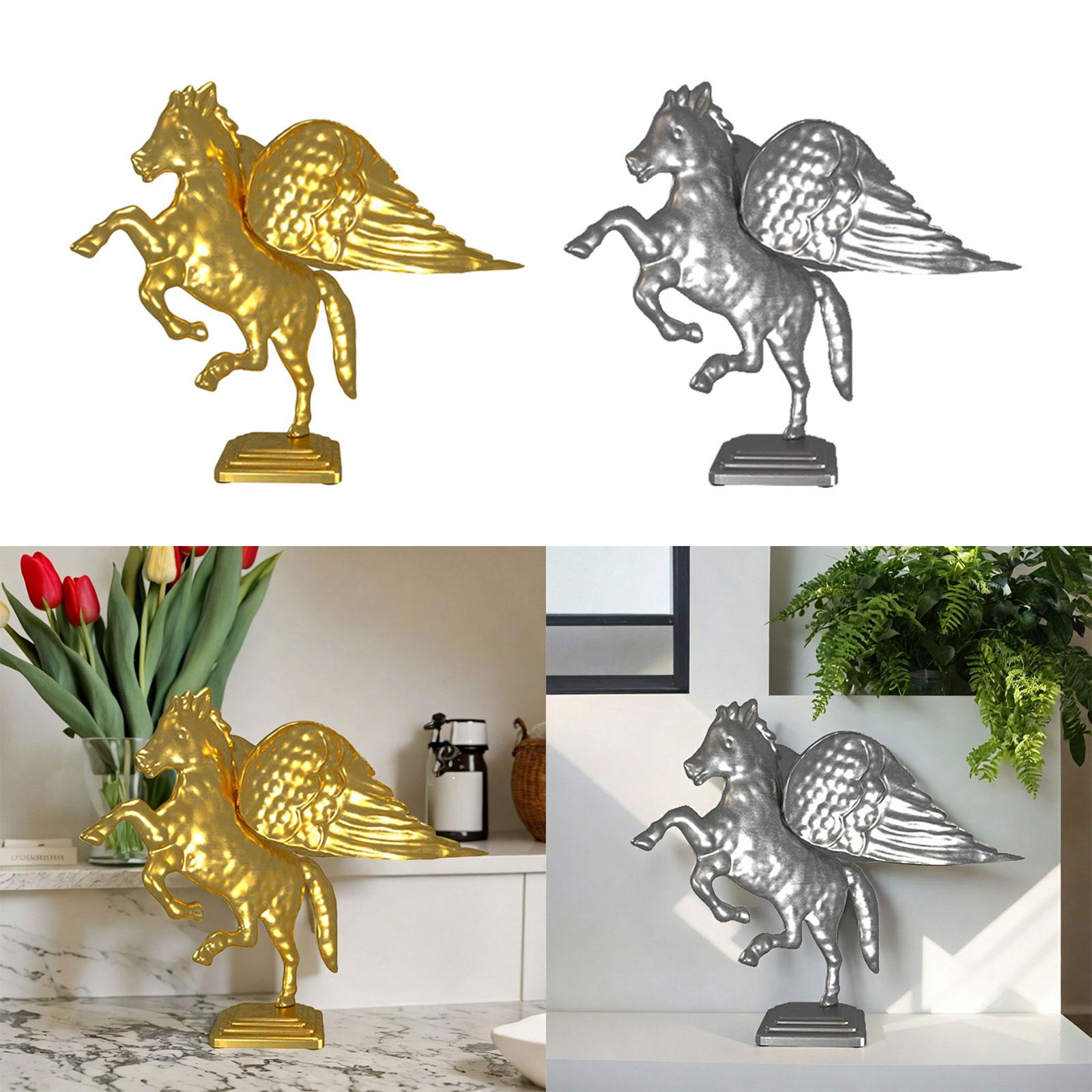 Metal Horse Statue Figurines Creative Bedroom Housewarming Animal Sculptures Aureate