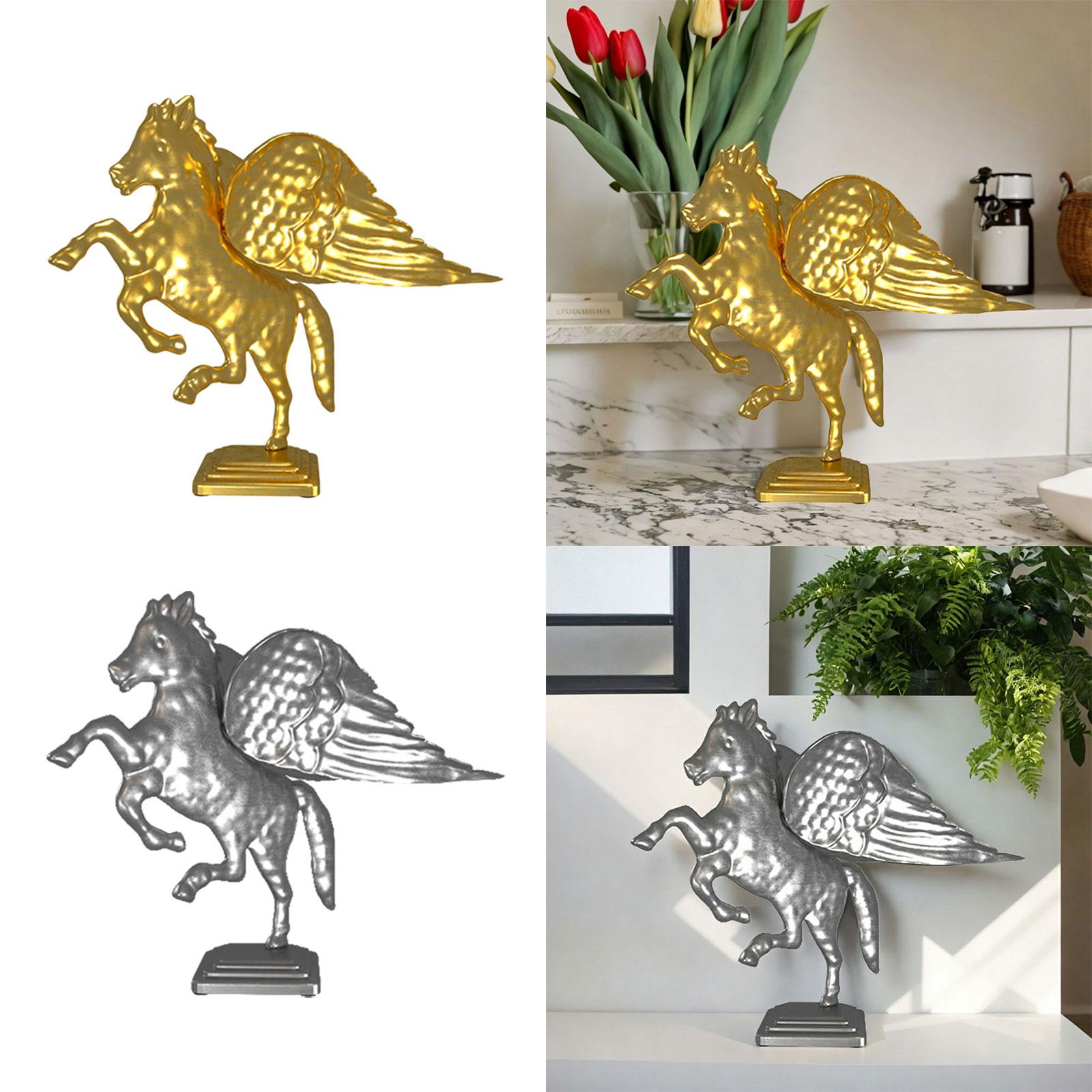 Metal Horse Statue Figurines Creative Bedroom Housewarming Animal Sculptures Aureate