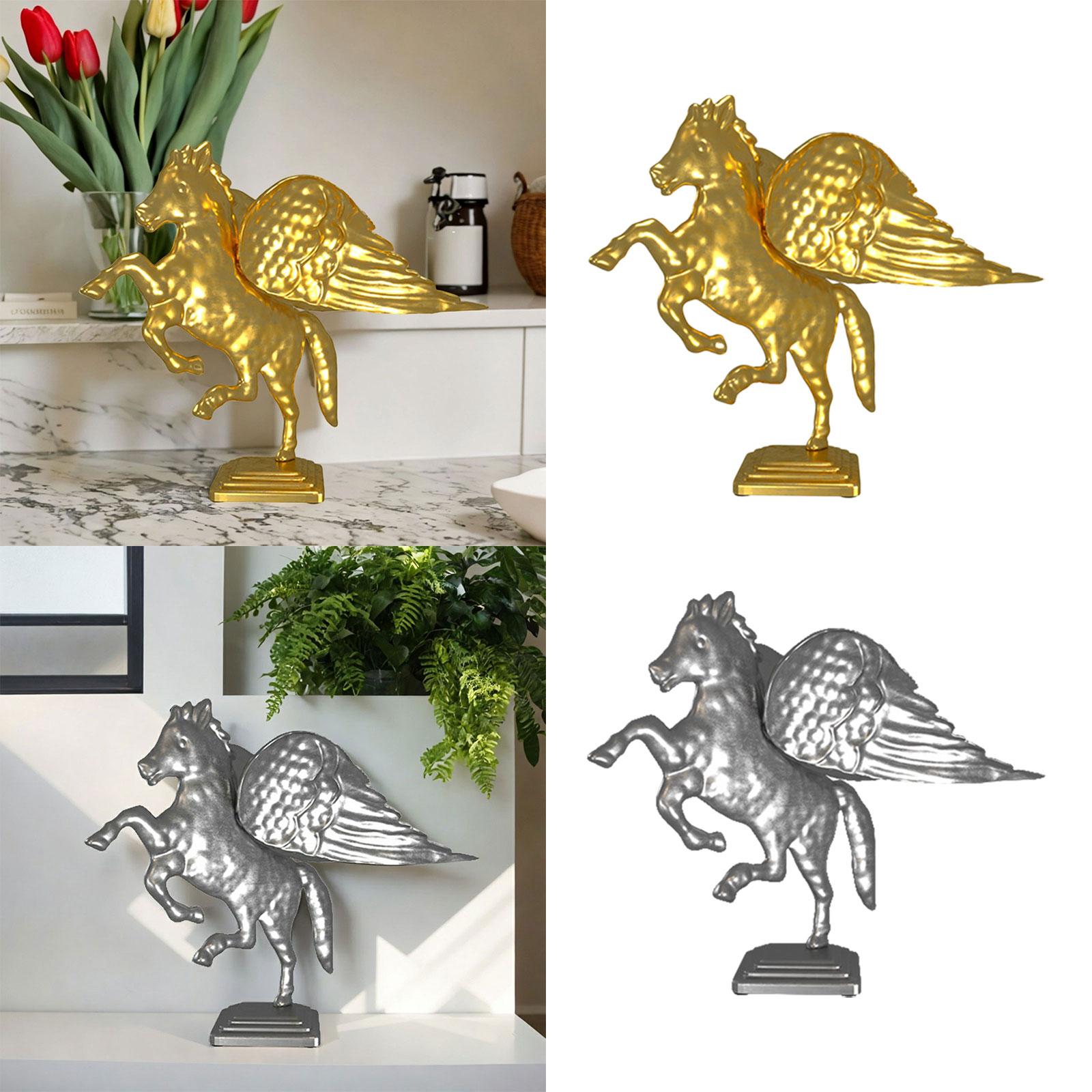 Metal Horse Statue Figurines Creative Bedroom Housewarming Animal Sculptures Aureate