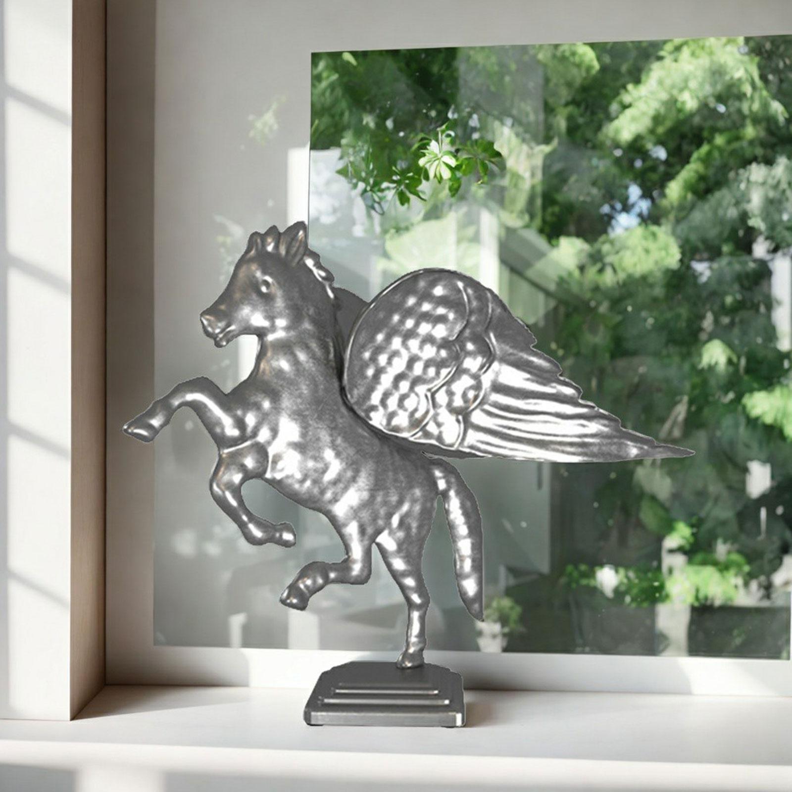 Metal Horse Statue Figurines Creative Bedroom Housewarming Animal Sculptures Silver