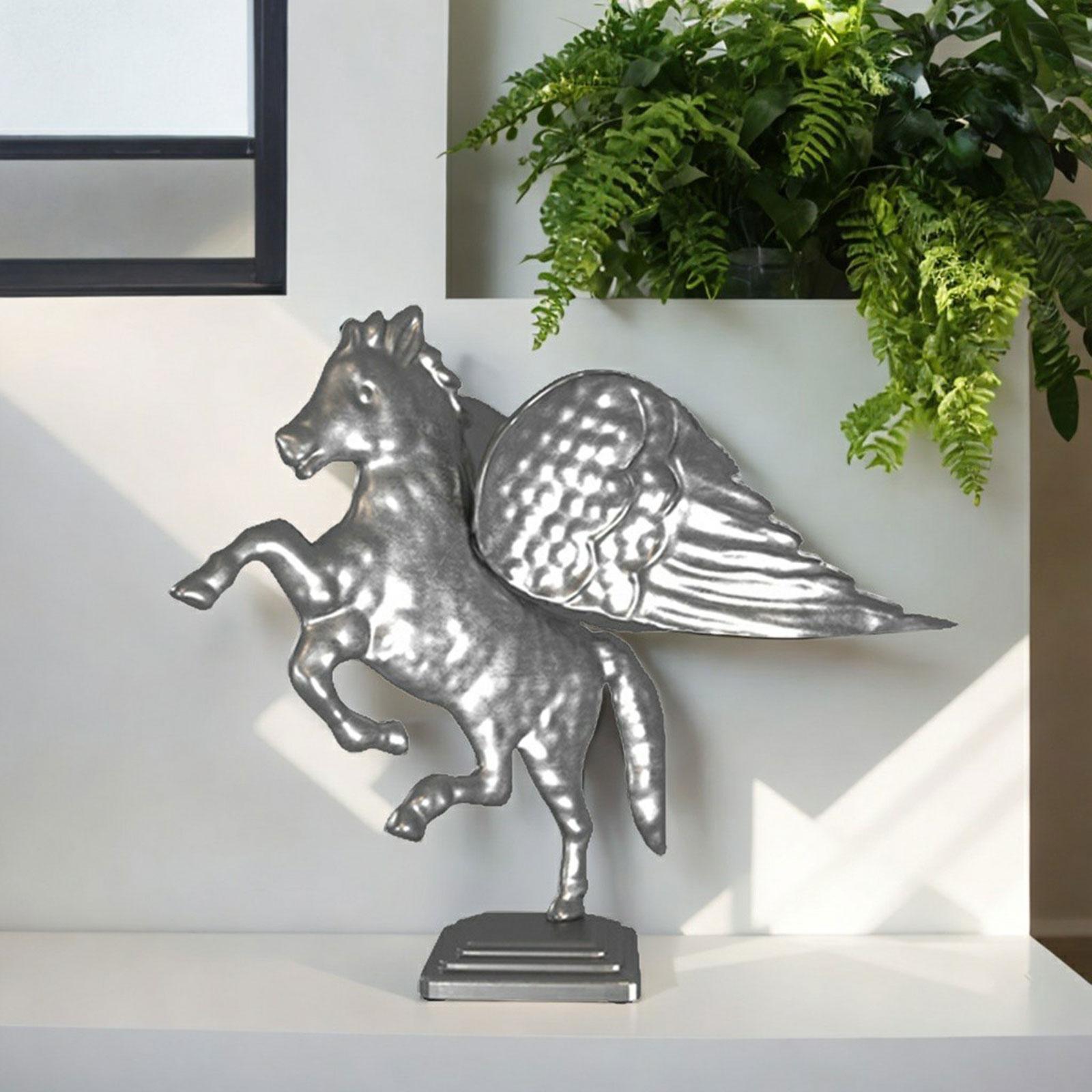 Metal Horse Statue Figurines Creative Bedroom Housewarming Animal Sculptures Silver