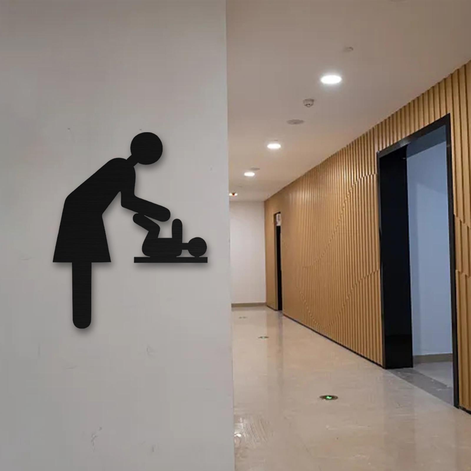 Mother Room Sign Diaper Change Door Sign Stainless Steel for Shopping Centers Black