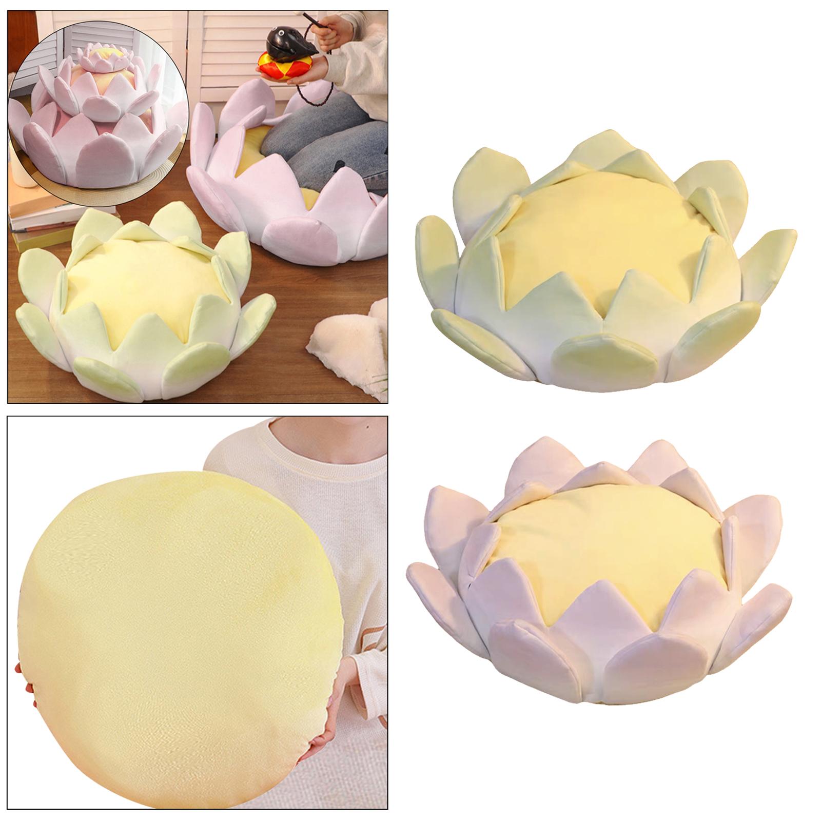 Lotus Cushion Soft Plush Women Lotus Throne for Living Room Yoga green S