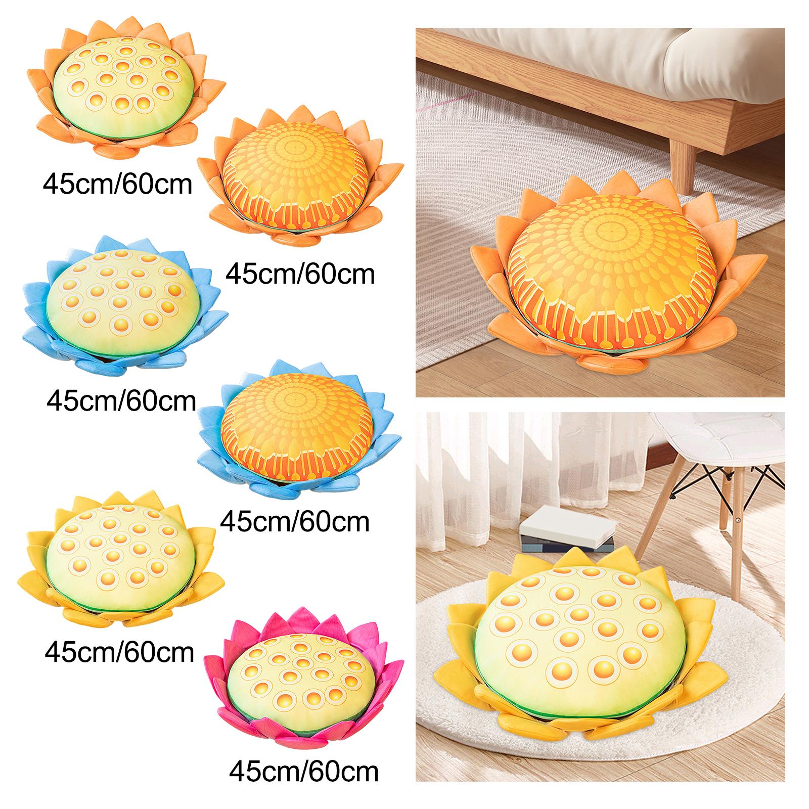 Floor Pillow Patio Flower Shaped Tatami Cushion for Living Room Dorm 45cm Orange Lotus