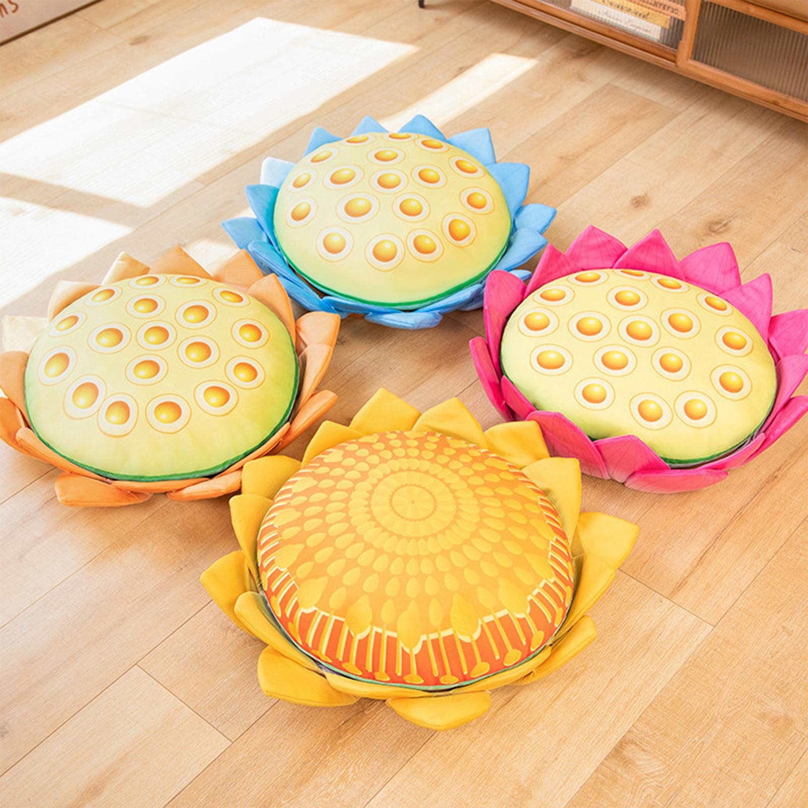 Floor Pillow Patio Flower Shaped Tatami Cushion for Living Room Dorm 60cm Orange Lotus