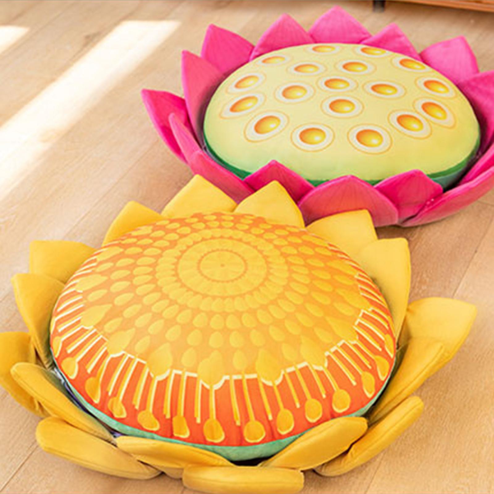 Floor Pillow Patio Flower Shaped Tatami Cushion for Living Room Dorm 60cm Orange Lotus