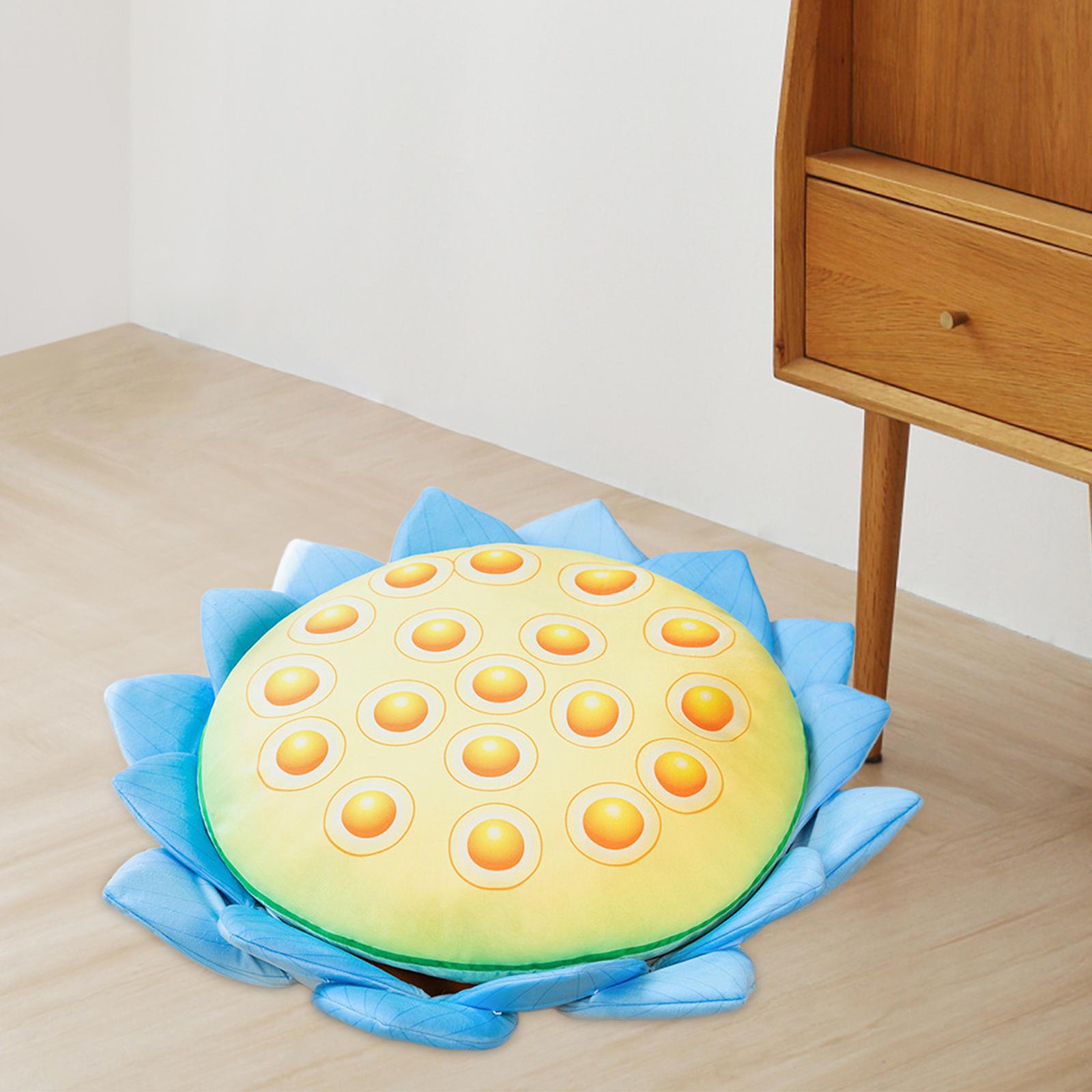 Floor Pillow Patio Flower Shaped Tatami Cushion for Living Room Dorm 45cm Blue Lotus