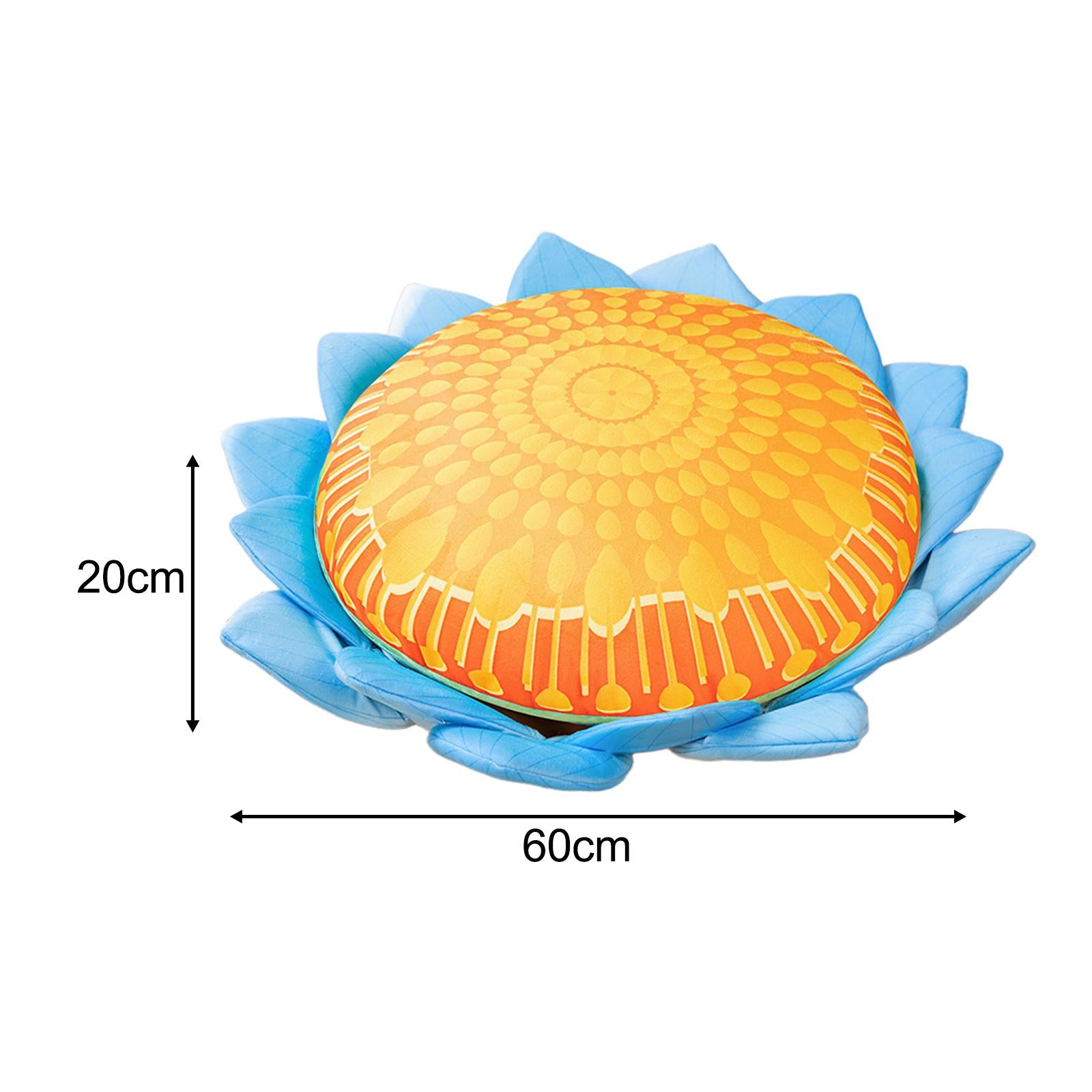 Floor Pillow Patio Flower Shaped Tatami Cushion for Living Room Dorm 60cm Buddha Blue Flower