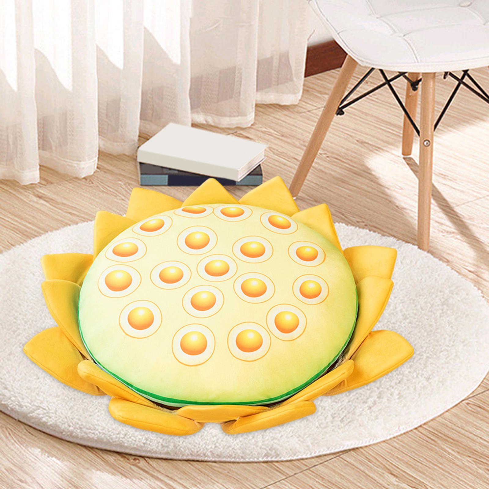Floor Pillow Patio Flower Shaped Tatami Cushion for Living Room Dorm 45cm Lotus Yellow