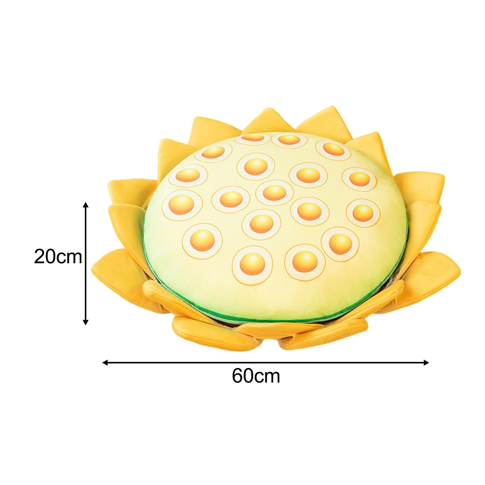 Floor Pillow Patio Flower Shaped Tatami Cushion for Living Room Dorm 60cm Lotus Yellow