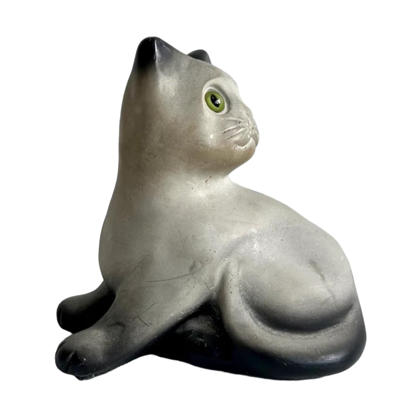 Cat Statue Resin Ornament Art Figurine for Outside Balcony Table Centerpiece