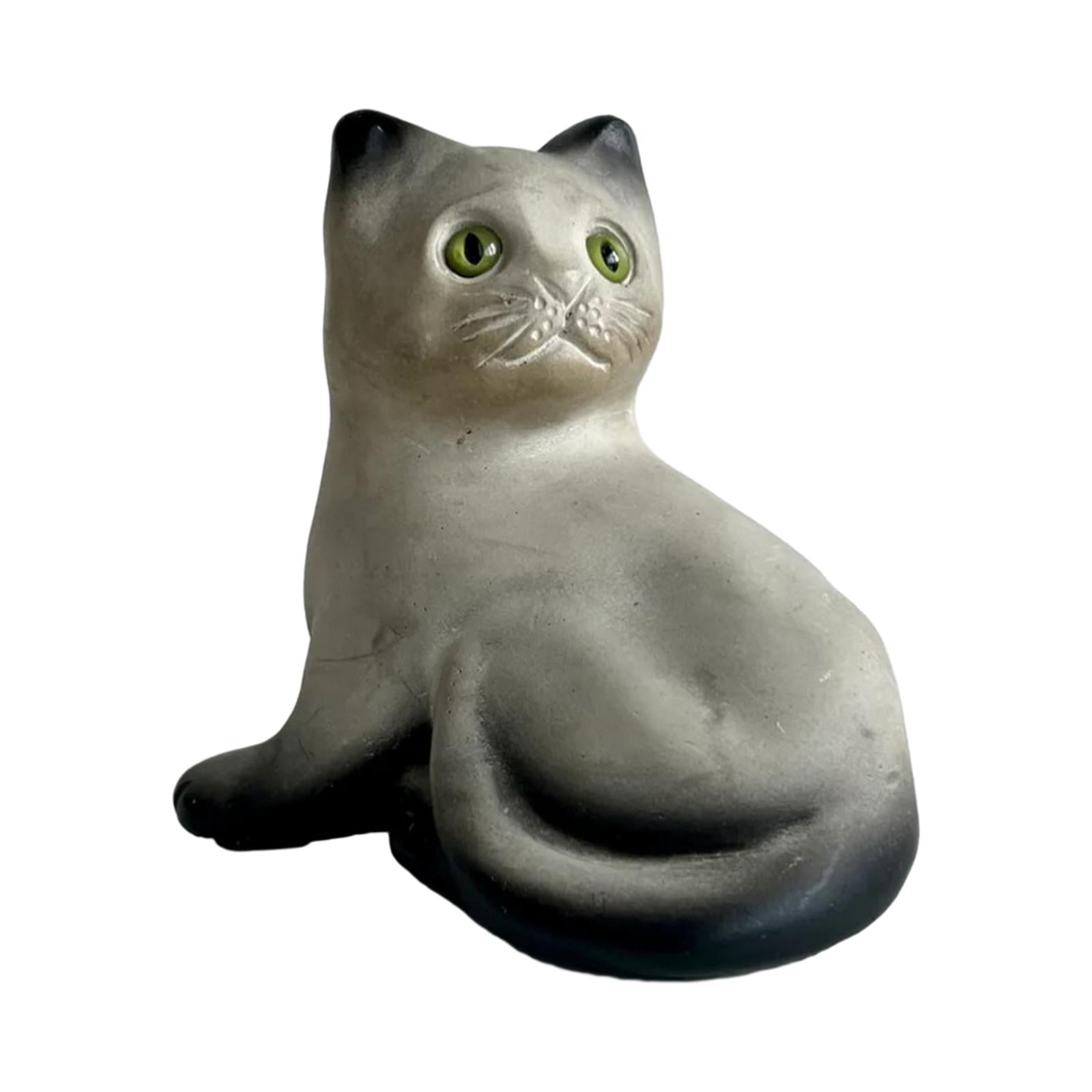 Cat Statue Resin Ornament Art Figurine for Outside Balcony Table Centerpiece