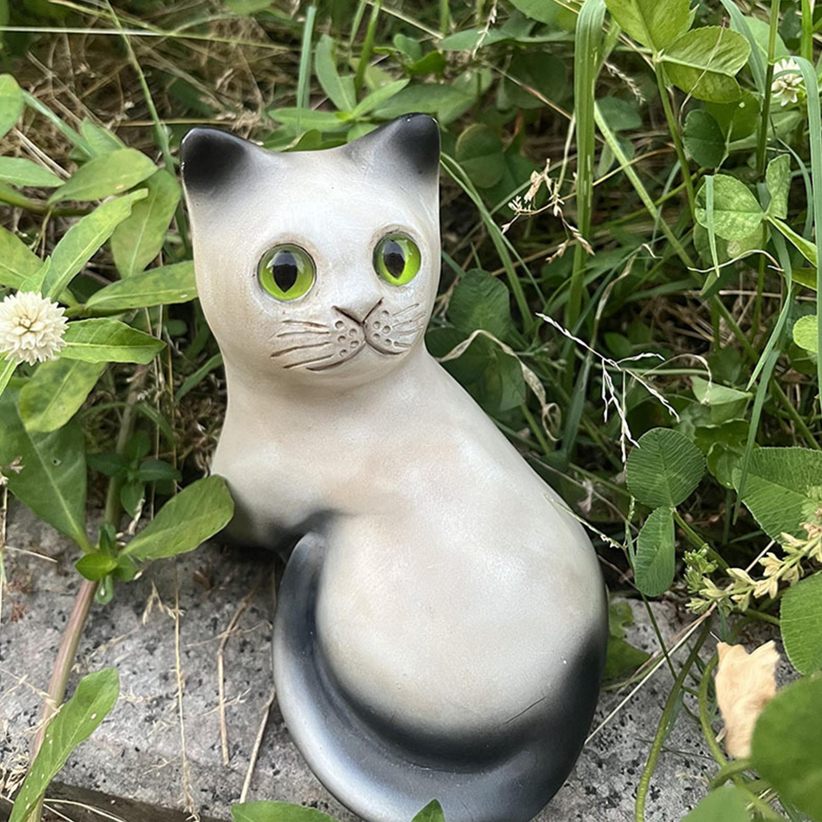 Cat Statue Resin Ornament Art Figurine for Outside Balcony Table Centerpiece