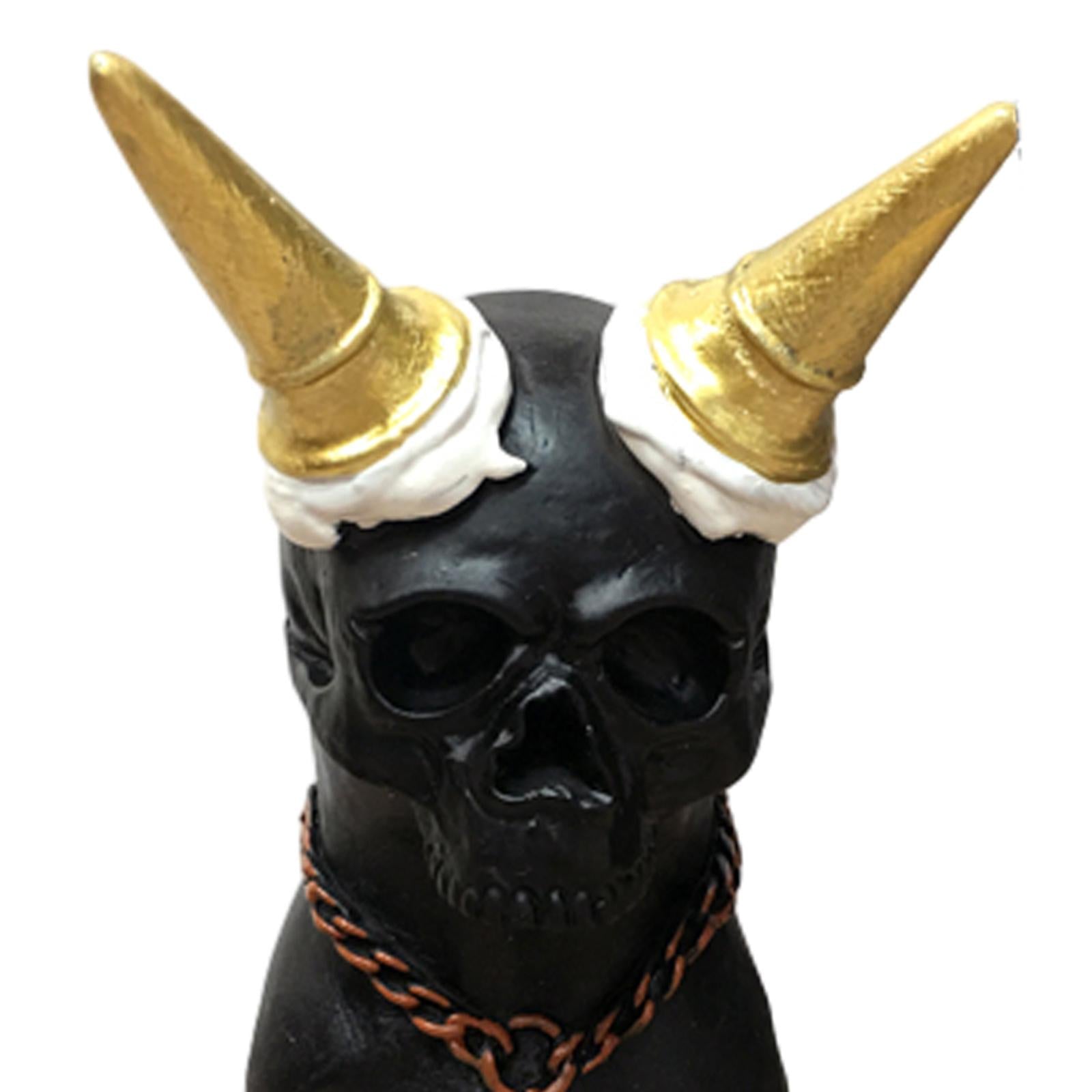 Skeleton Dog Statue Decor Skeleton Dog Figurine for Halloween Office Terrace Black