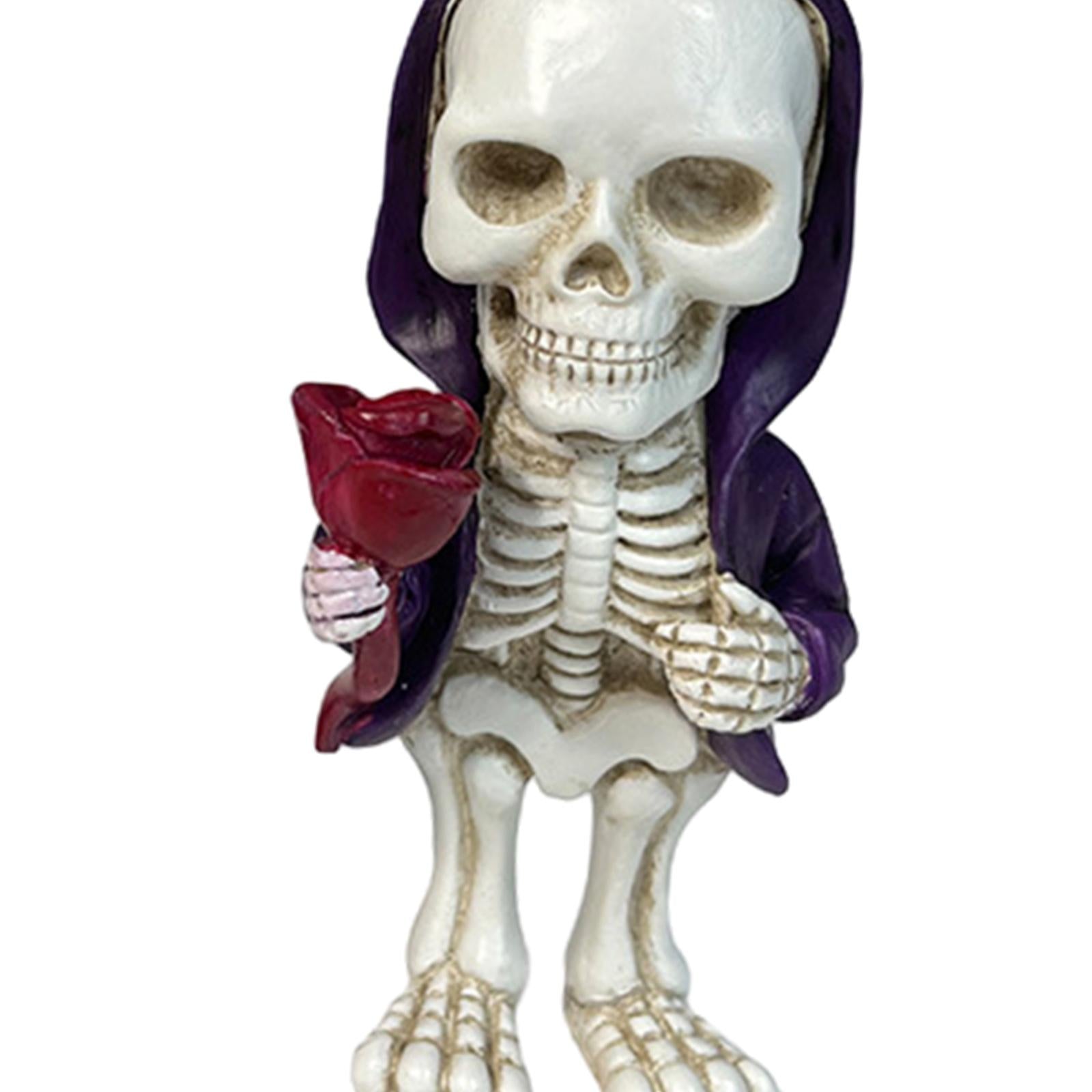 Skeleton Figurine Sculpture Skull Statue for Home Shelf Halloween Party Style B