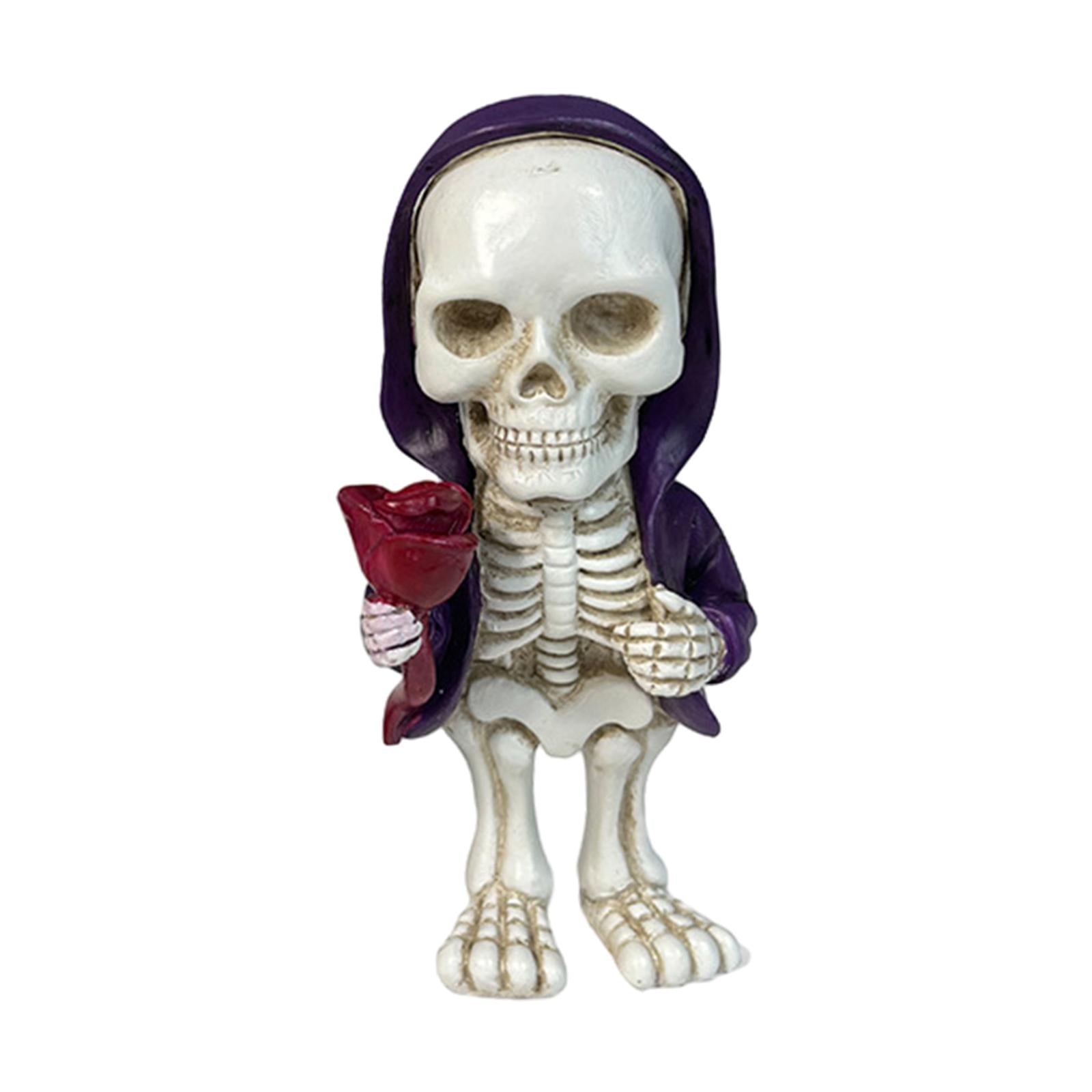 Skeleton Figurine Sculpture Skull Statue for Home Shelf Halloween Party Style B