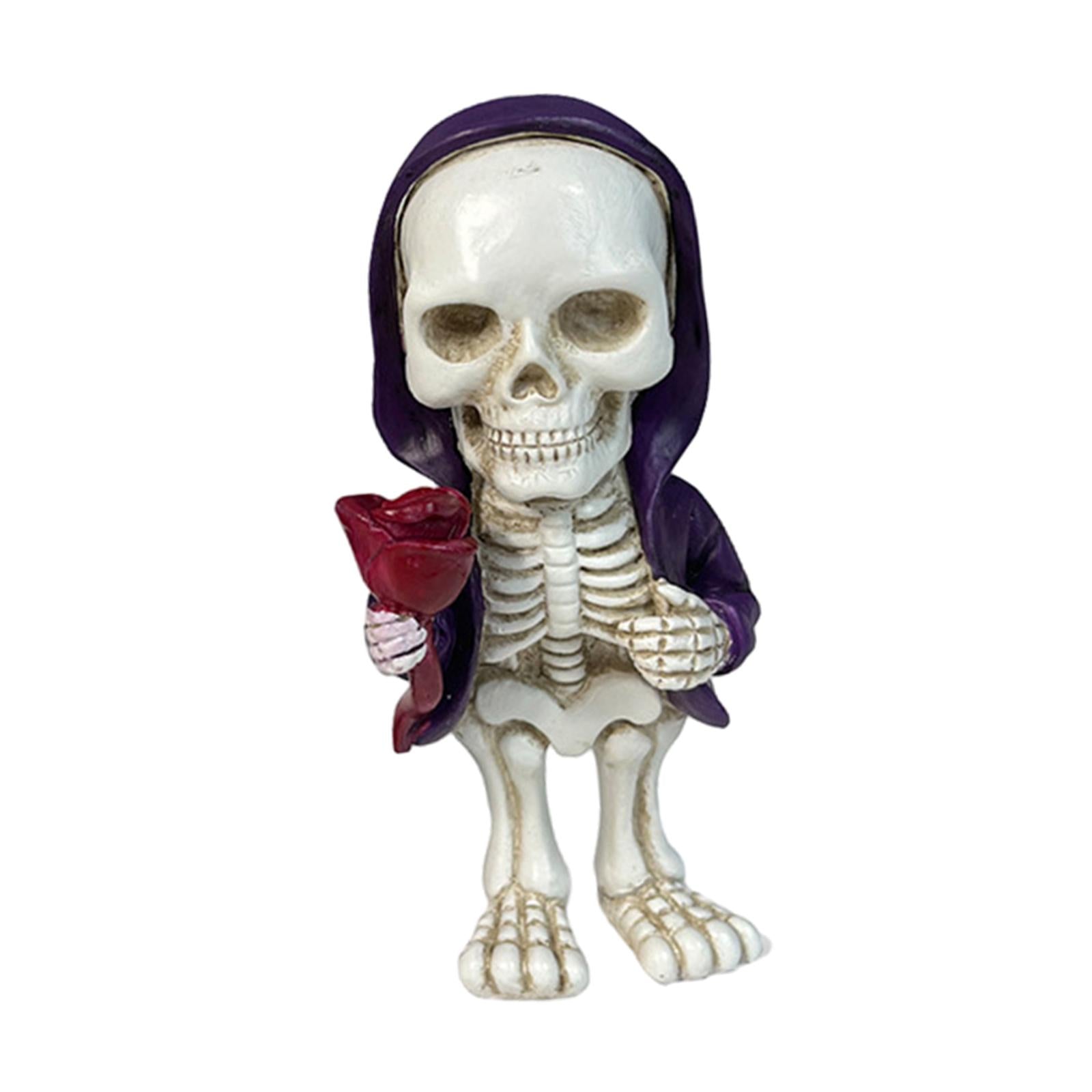Skeleton Figurine Sculpture Skull Statue for Home Shelf Halloween Party Style B