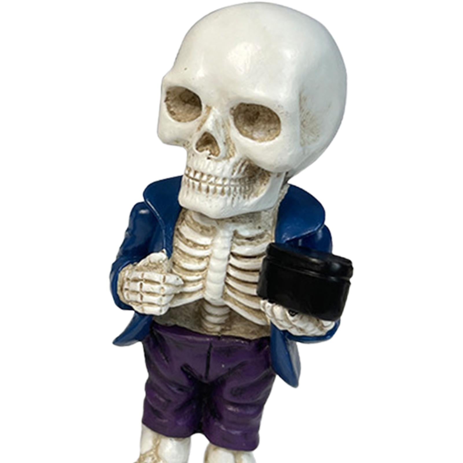 Skeleton Figurine Sculpture Skull Statue for Home Shelf Halloween Party Style C
