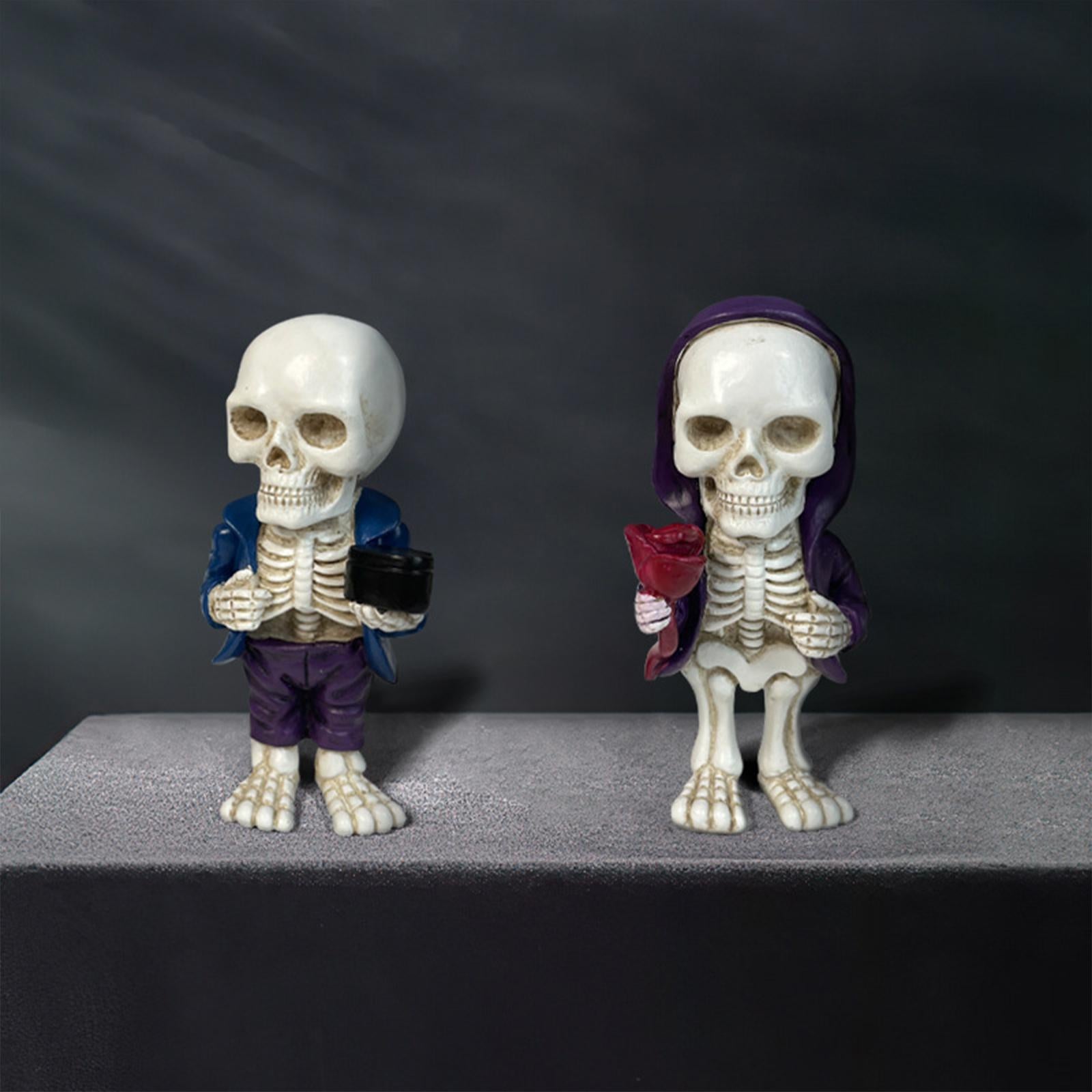 Skeleton Figurine Sculpture Skull Statue for Home Shelf Halloween Party Style C