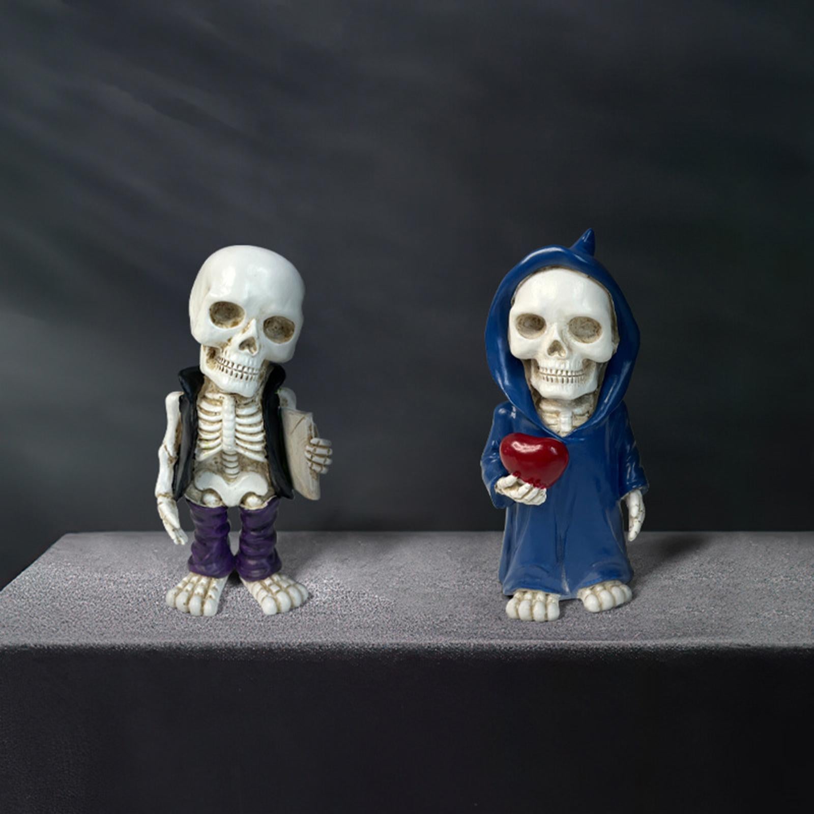 Skeleton Figurine Sculpture Skull Statue for Home Shelf Halloween Party Style C
