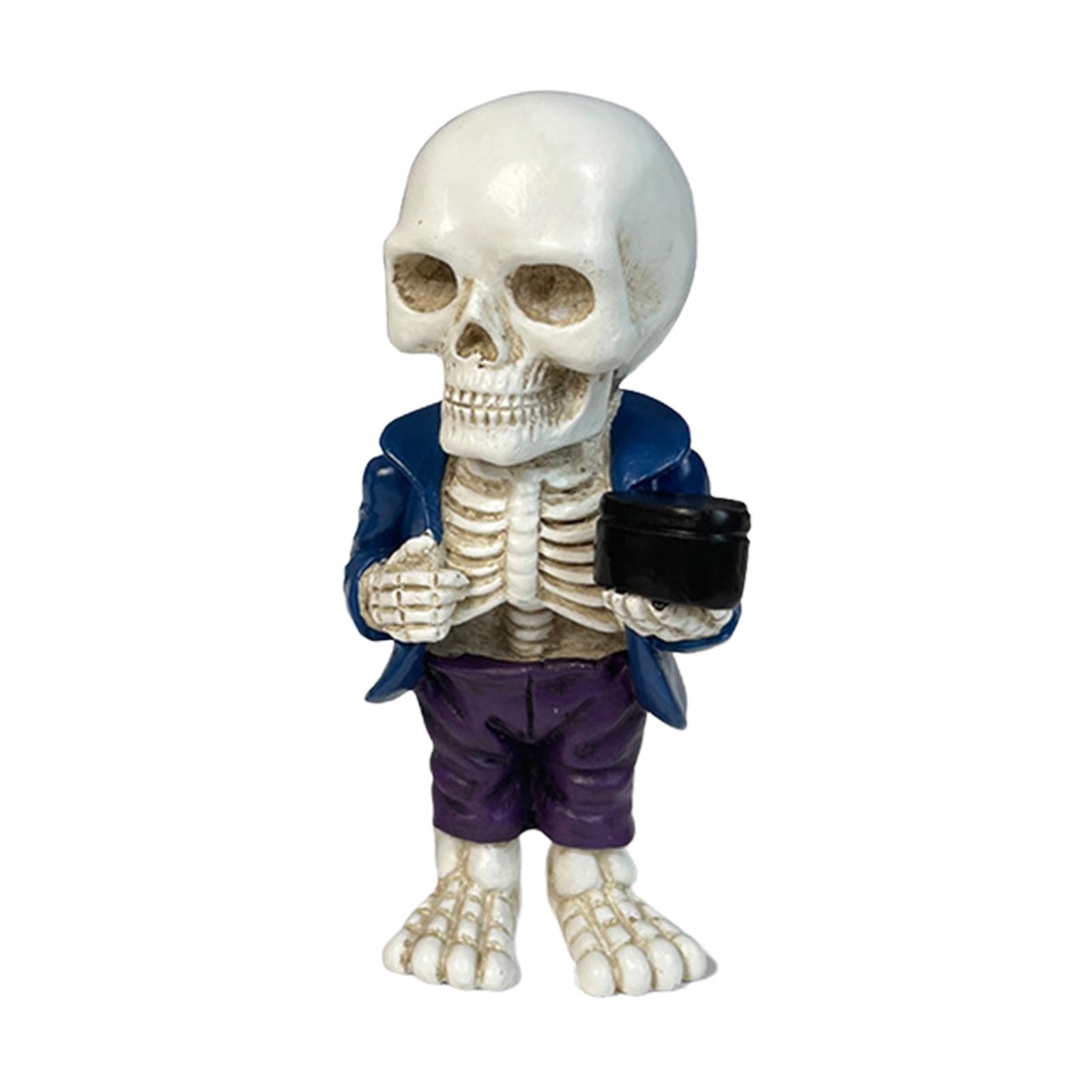 Skeleton Figurine Sculpture Skull Statue for Home Shelf Halloween Party Style C