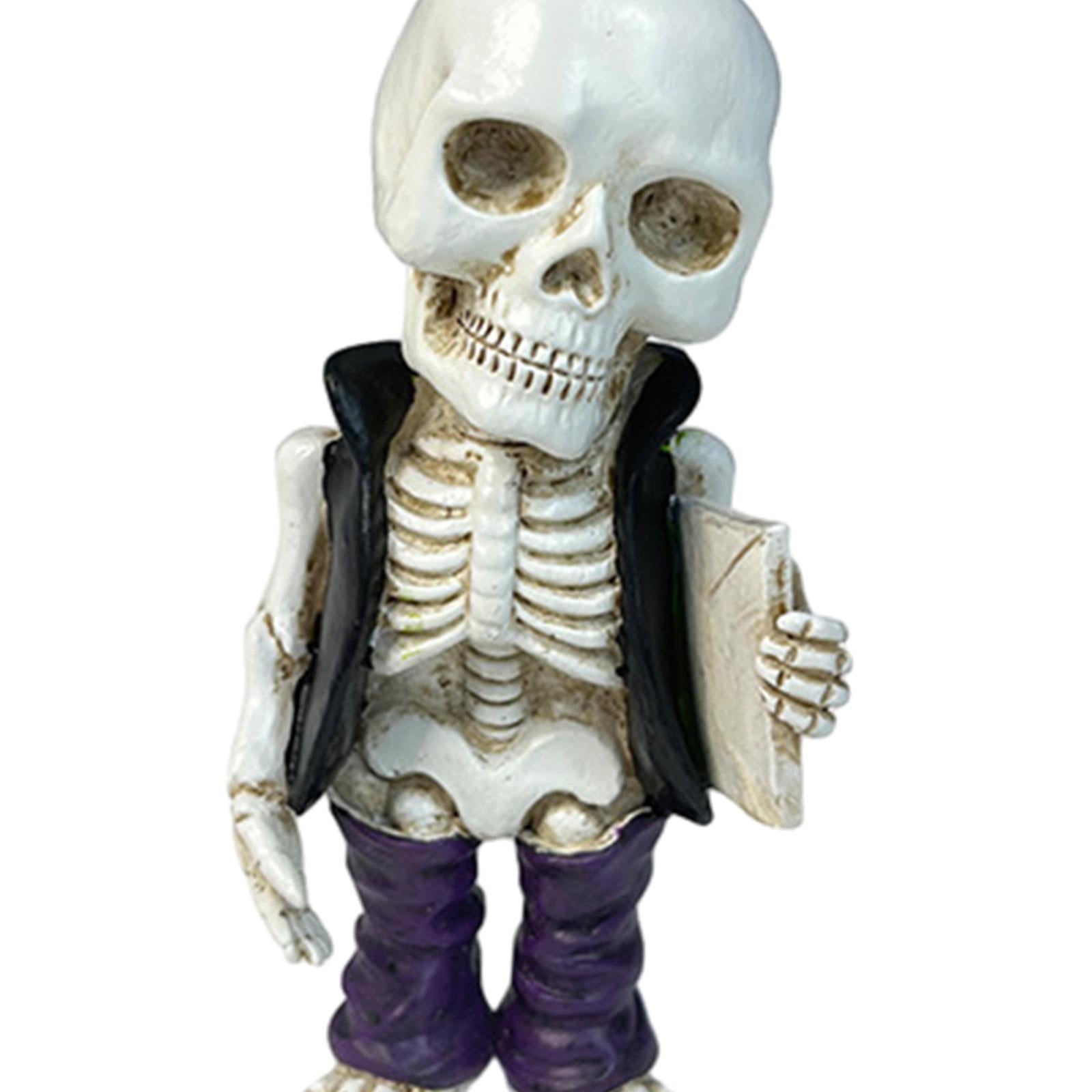 Skeleton Figurine Sculpture Skull Statue for Home Shelf Halloween Party Style D